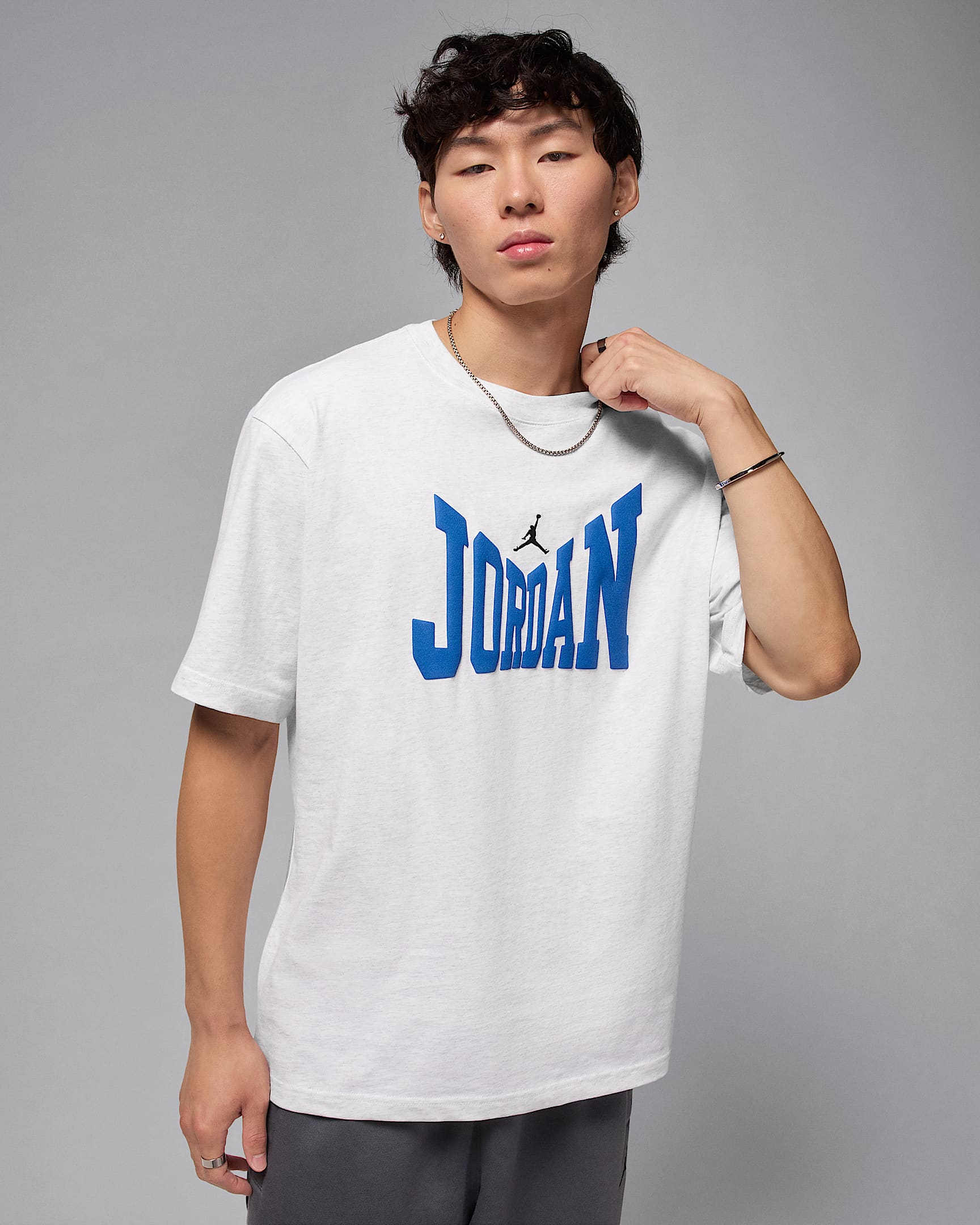Jordan Brooklyn 男款 T 恤 - Birch Heather/黑色