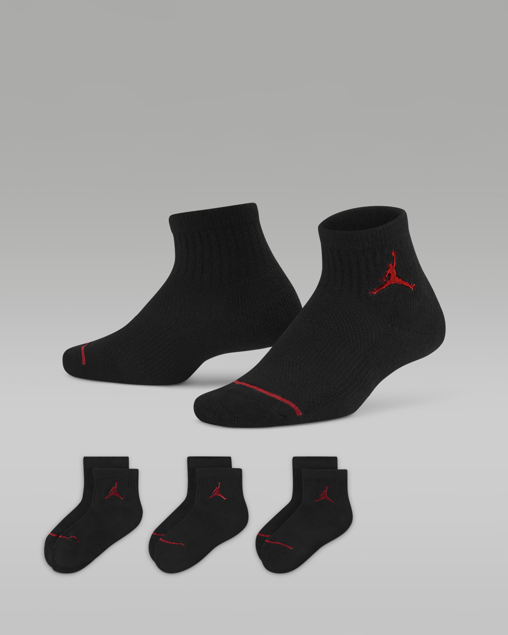 Jordan Little Kids' Ankle Socks (3 Pairs) - Black