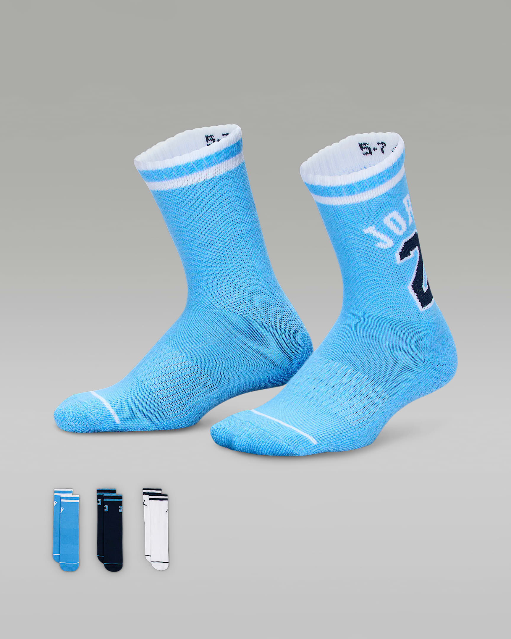Calcetas universitarias de jersey para niños talla grande (3 pares) Jordan - Azul universitario
