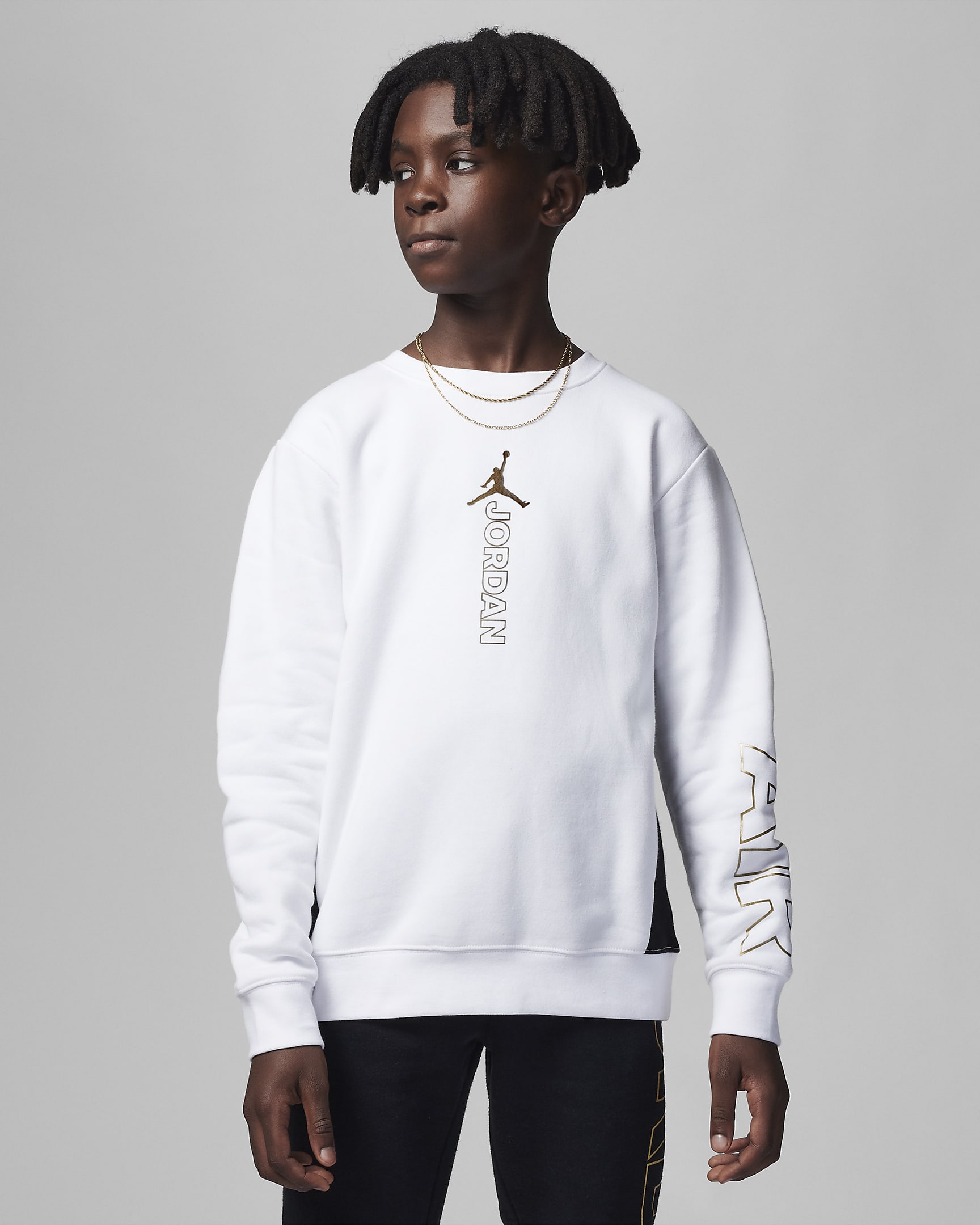 Jordan Air Holiday Shine Crewneck Big Kids' Hoodie - White