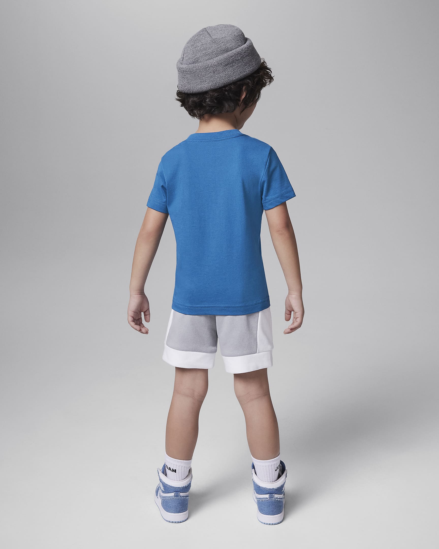 Conjunto de shorts de French Terry infantil Jordan Galaxy - Gris lobo