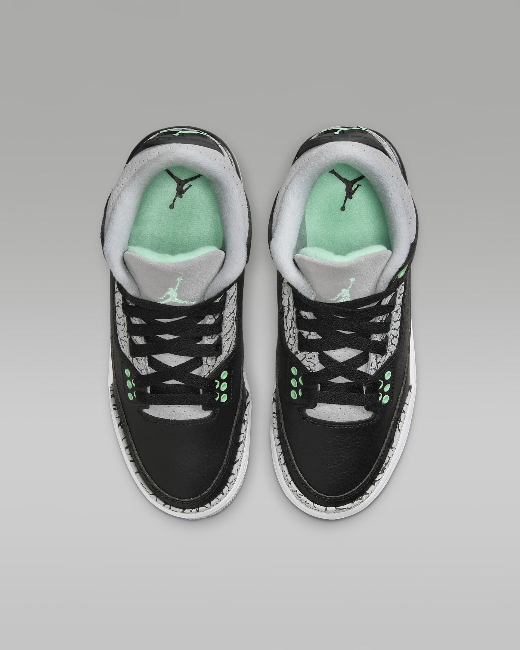 Tenis para niños grandes Air Jordan 3 Retro "Green Glow" - Negro/Gris lobo/Blanco/Verde resplandor