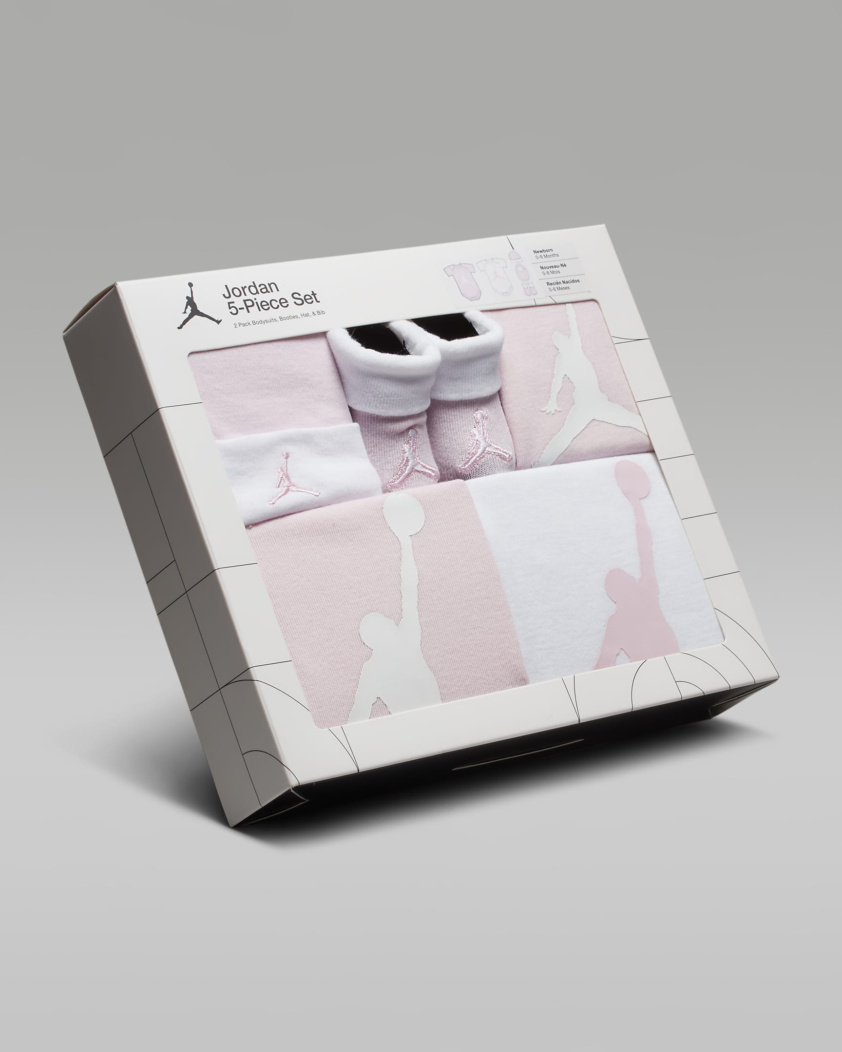 Jordan 5-Piece Core Gift Set vijfdelige boxset met rompertjes voor baby's - Pink Foam