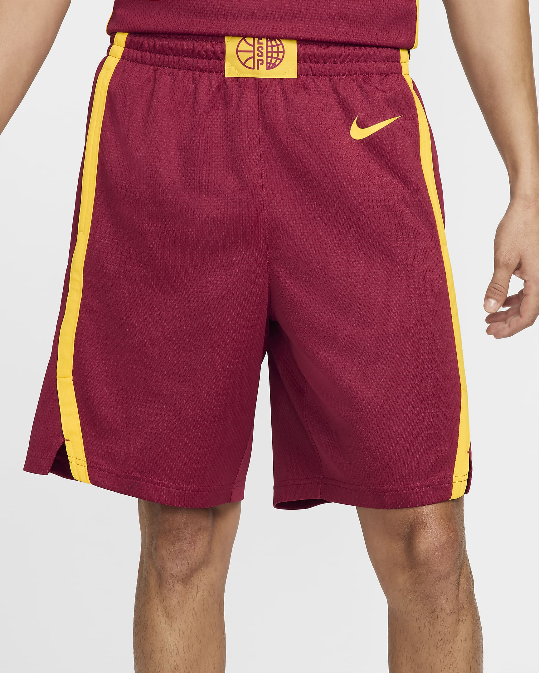 Calções de basquetebol Nike Limited Road Espanha para homem - Carmesim Team/Amarelo Tour