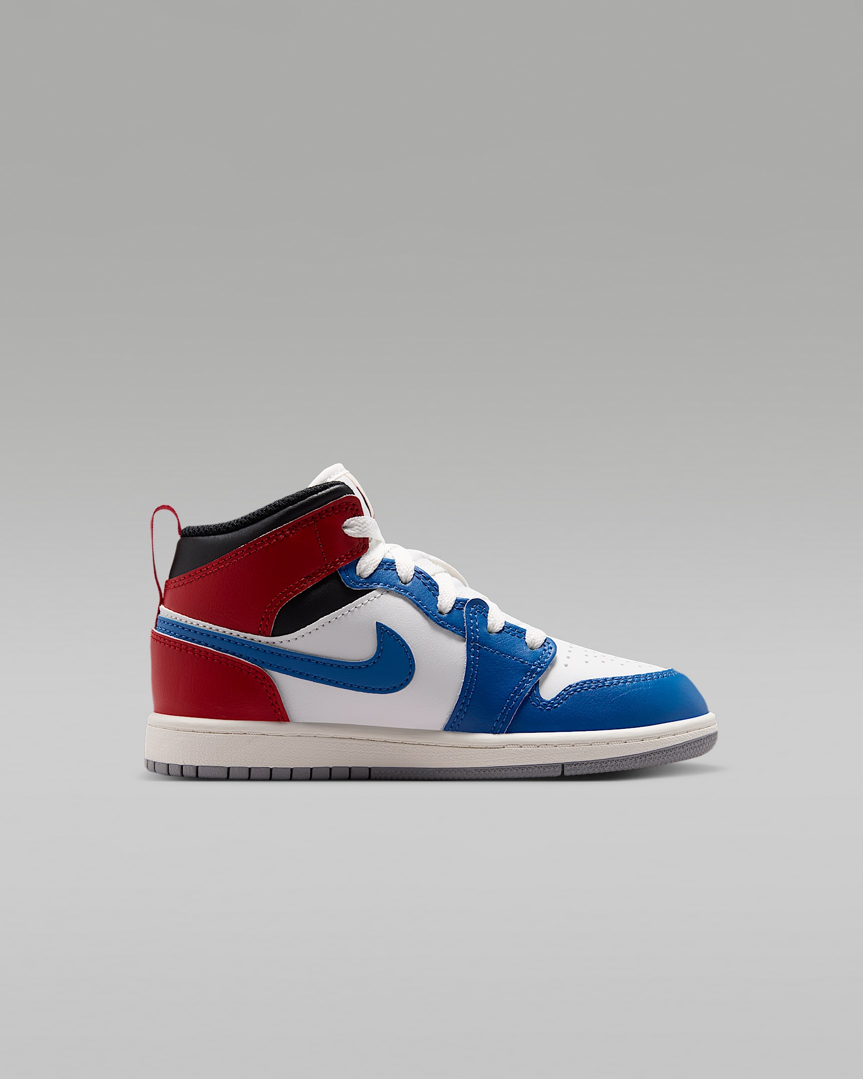 Jordan 1 Mid Younger Kids' Shoes - True Blue/Varsity Red/Black/Summit White