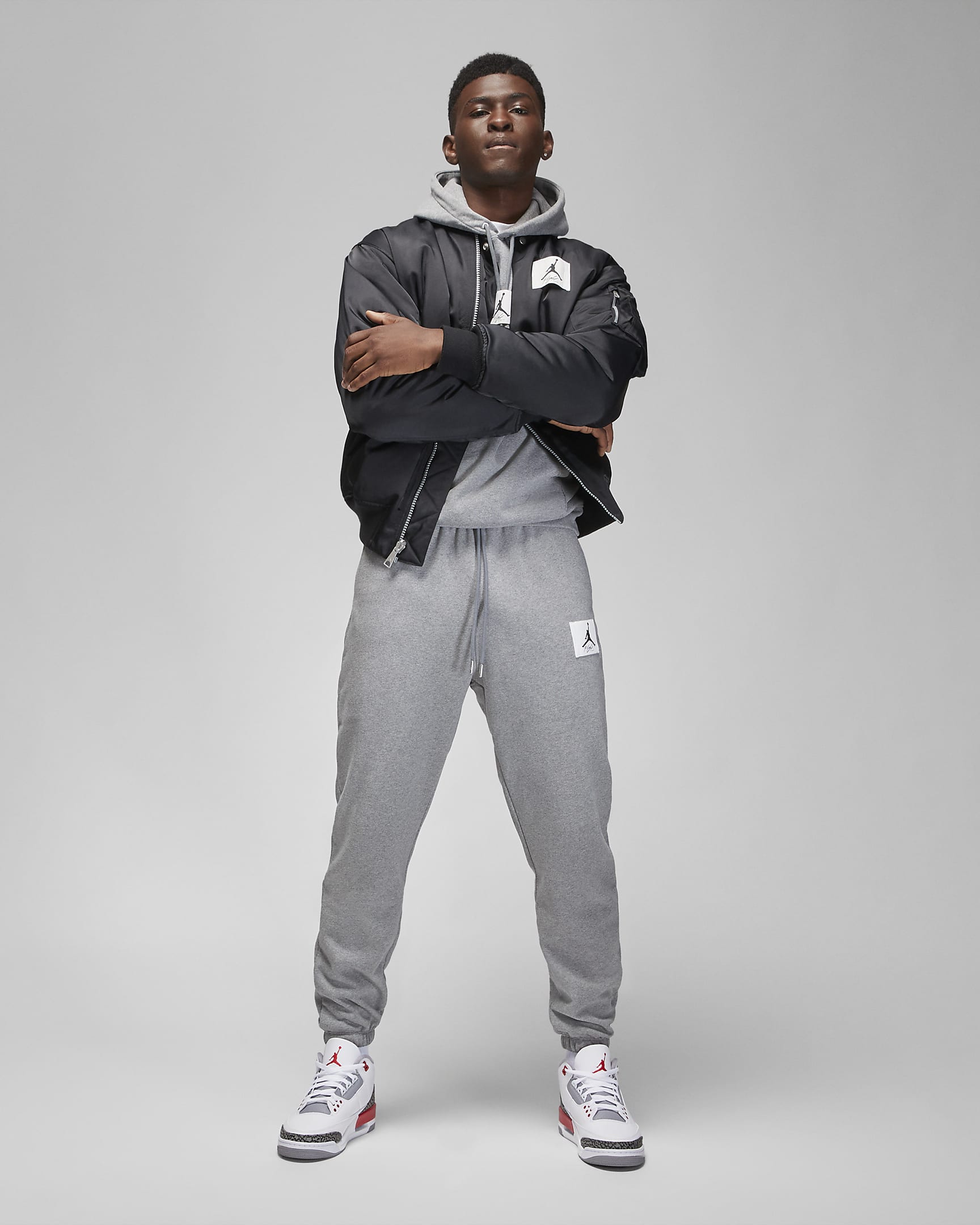 Jordan Flight Fleece Men's Tracksuit Bottoms - Carbon Heather/Sail