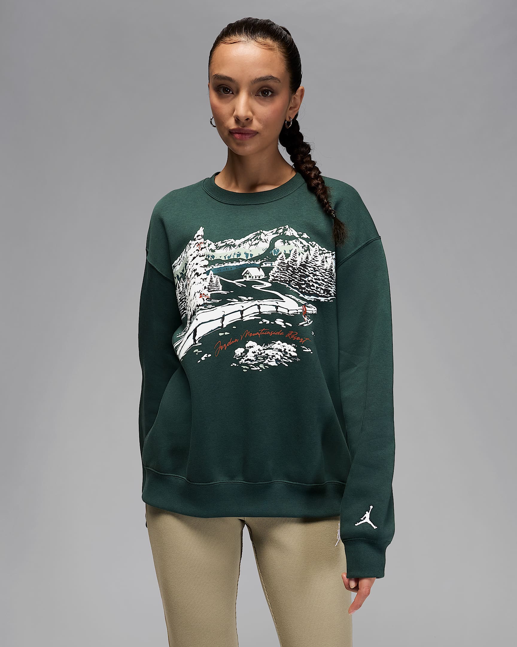 Jordan Brooklyn Fleece Women's Crew-Neck Sweatshirt - Midnight Green/Redstone/White