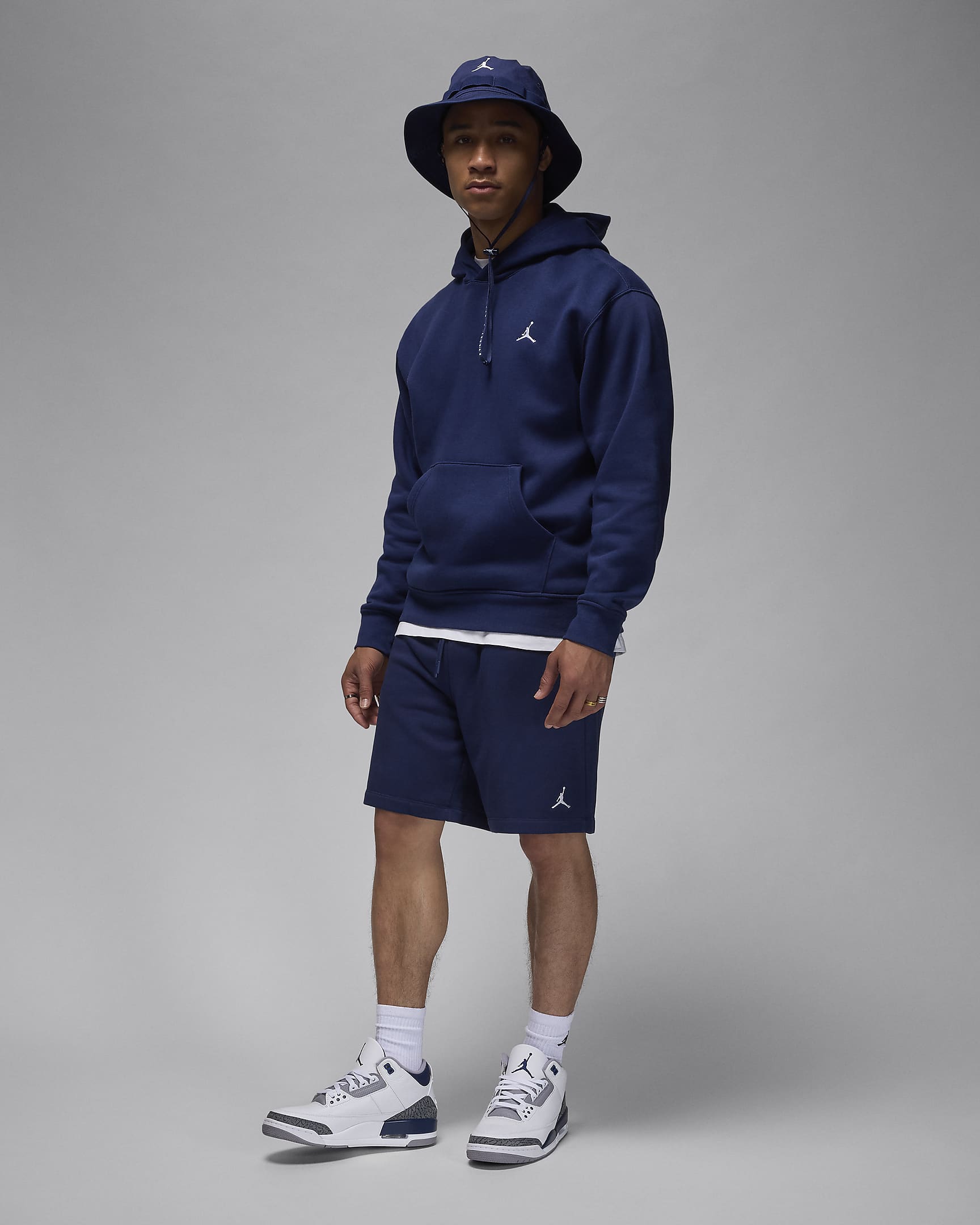 Jordan Brooklyn Fleece Men's Shorts - Midnight Navy/White