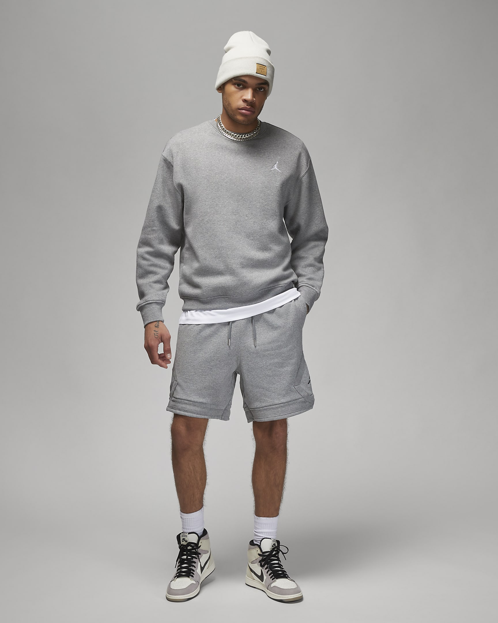 Jordan Flight Fleece shorts til herre - Carbon Heather/Svart