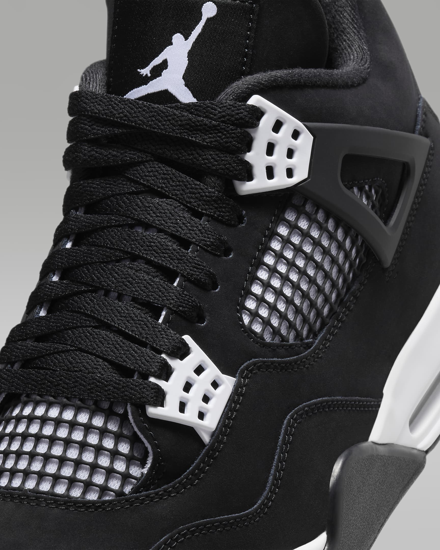 Air Jordan 4 Retro 'White Thunder' Men's Shoes - Black/Black/White