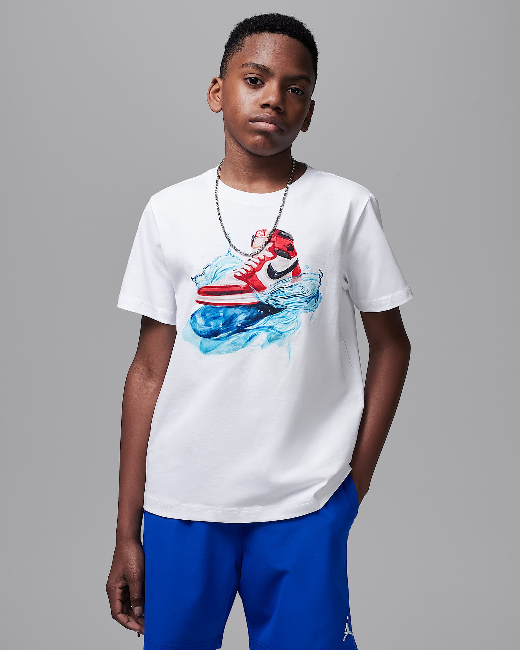 Playera Aj1 Wave para niños talla grande Jordan - Blanco