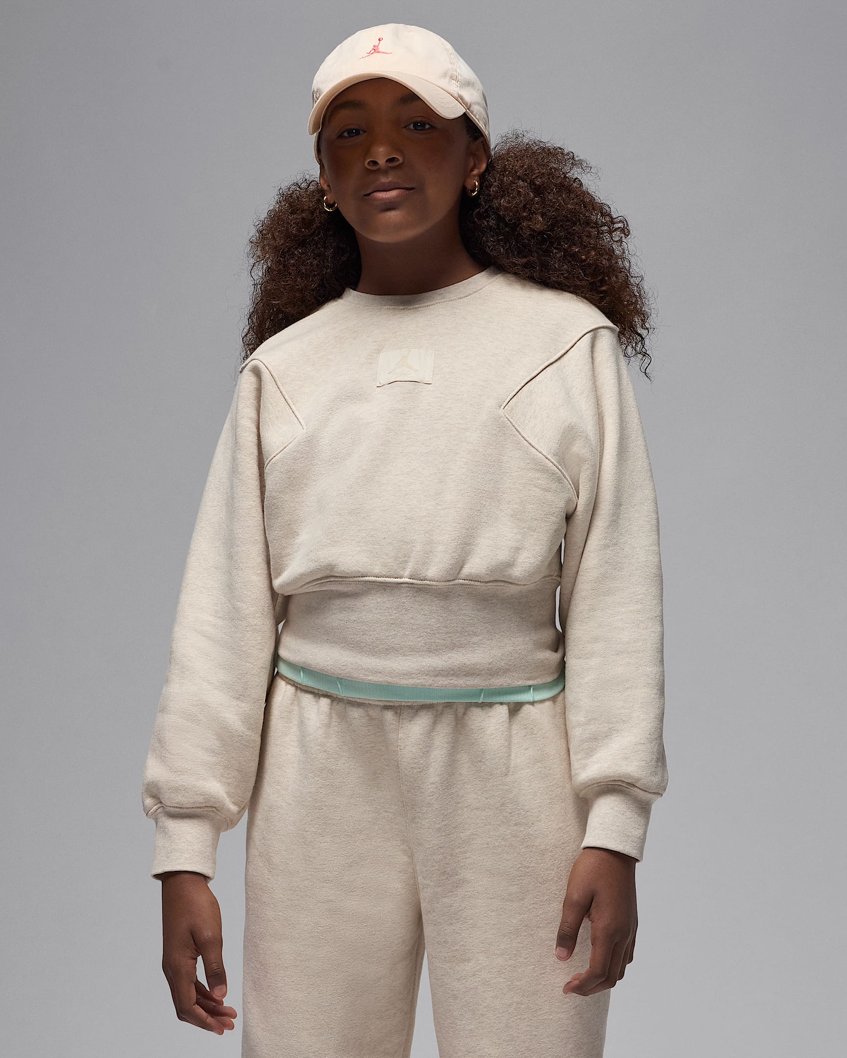 Sudadera de cuello redondo oversized para niños talla grande Jordan Flight Essentials - Marrón verdoso claro