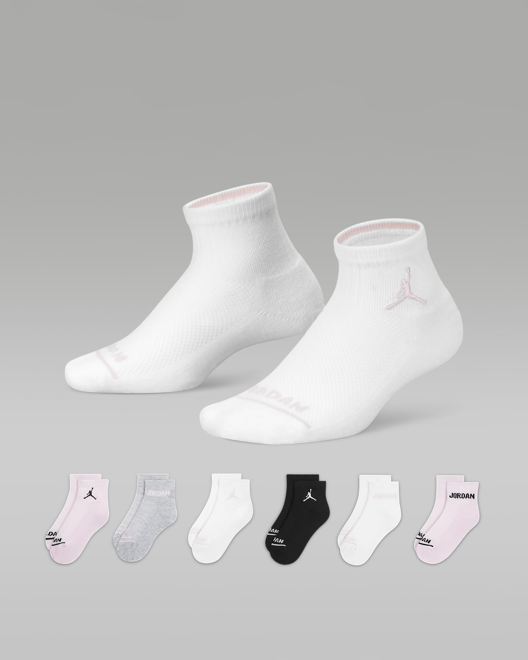 Meias Jordan Ankle Socks para criança (6 pares) - Rosa Foam