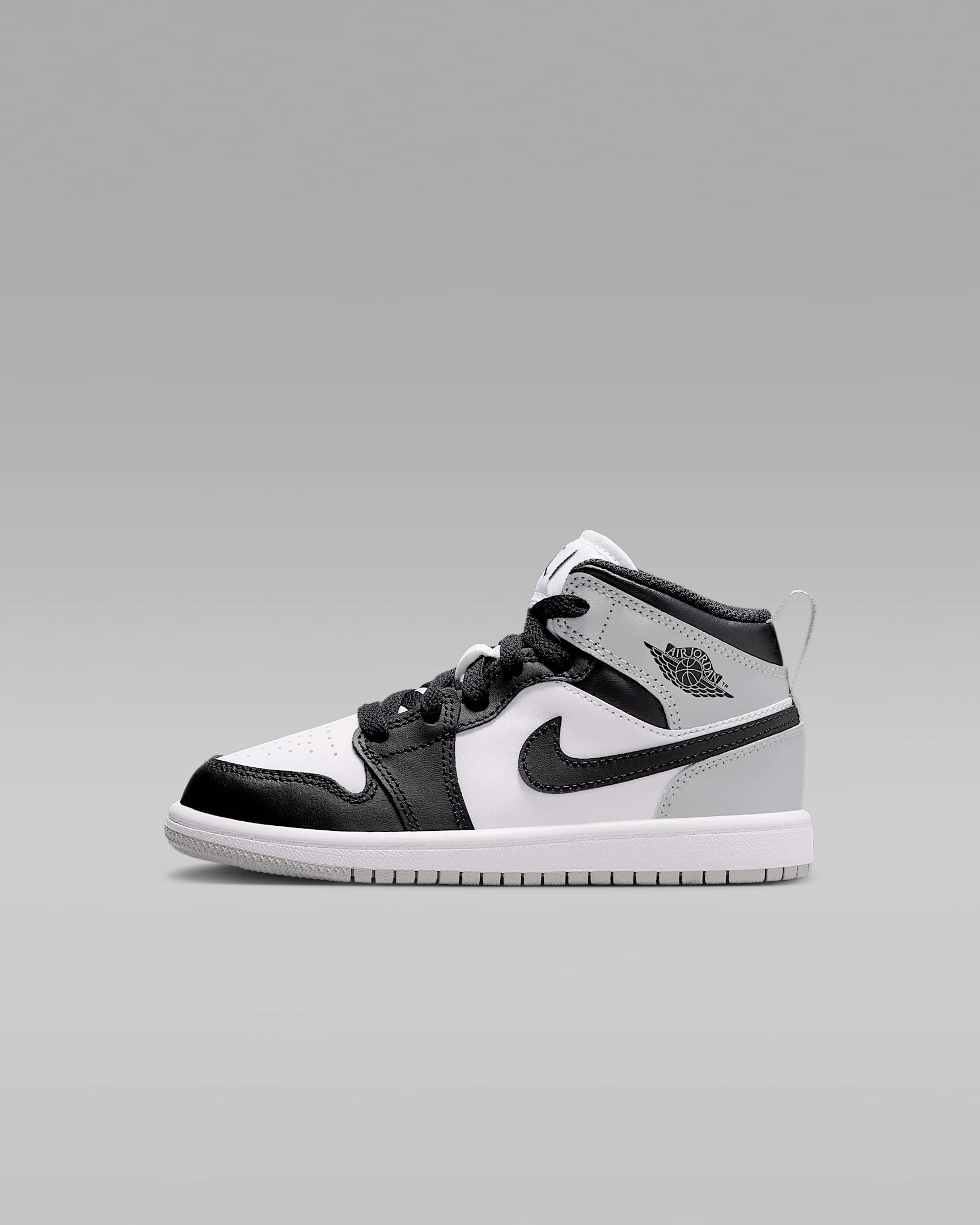 Jordan 1 Mid Little Kids' Shoes - White/Light Smoke Grey/Black
