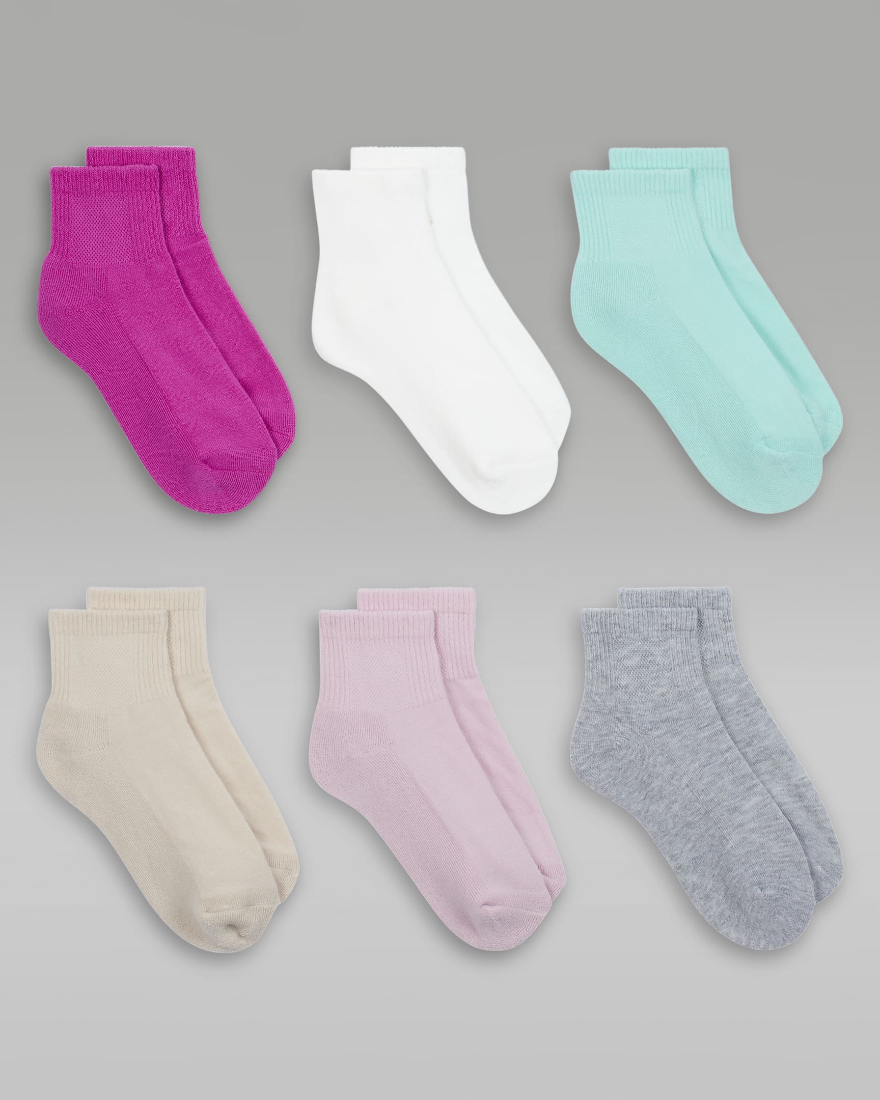 Jordan Everyday Essentials Big Kids' Ankle Socks (6 Pairs) - Fire Pink