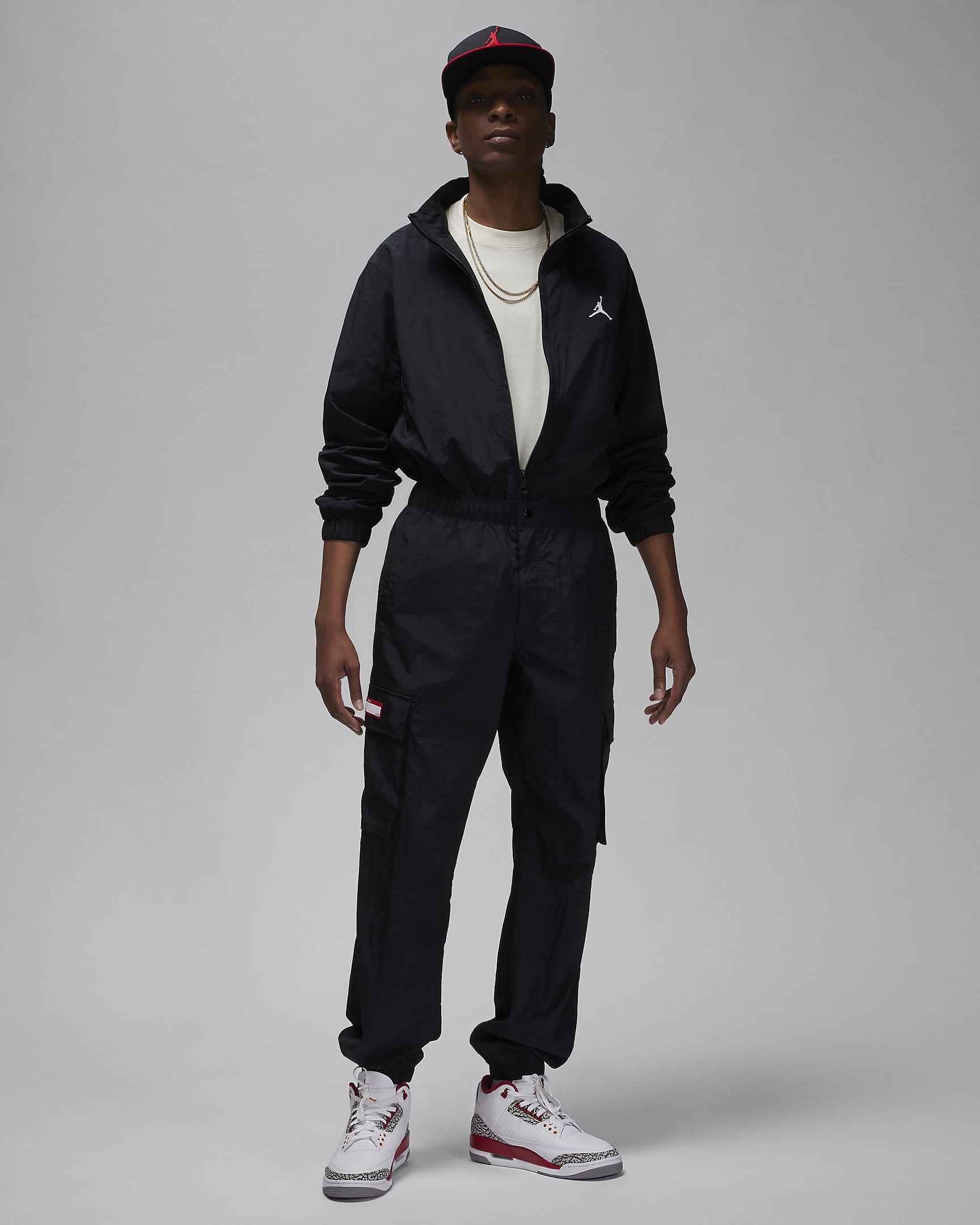 Pánská tkaná bunda Jordan Essentials - Černá/Černá/Bílá