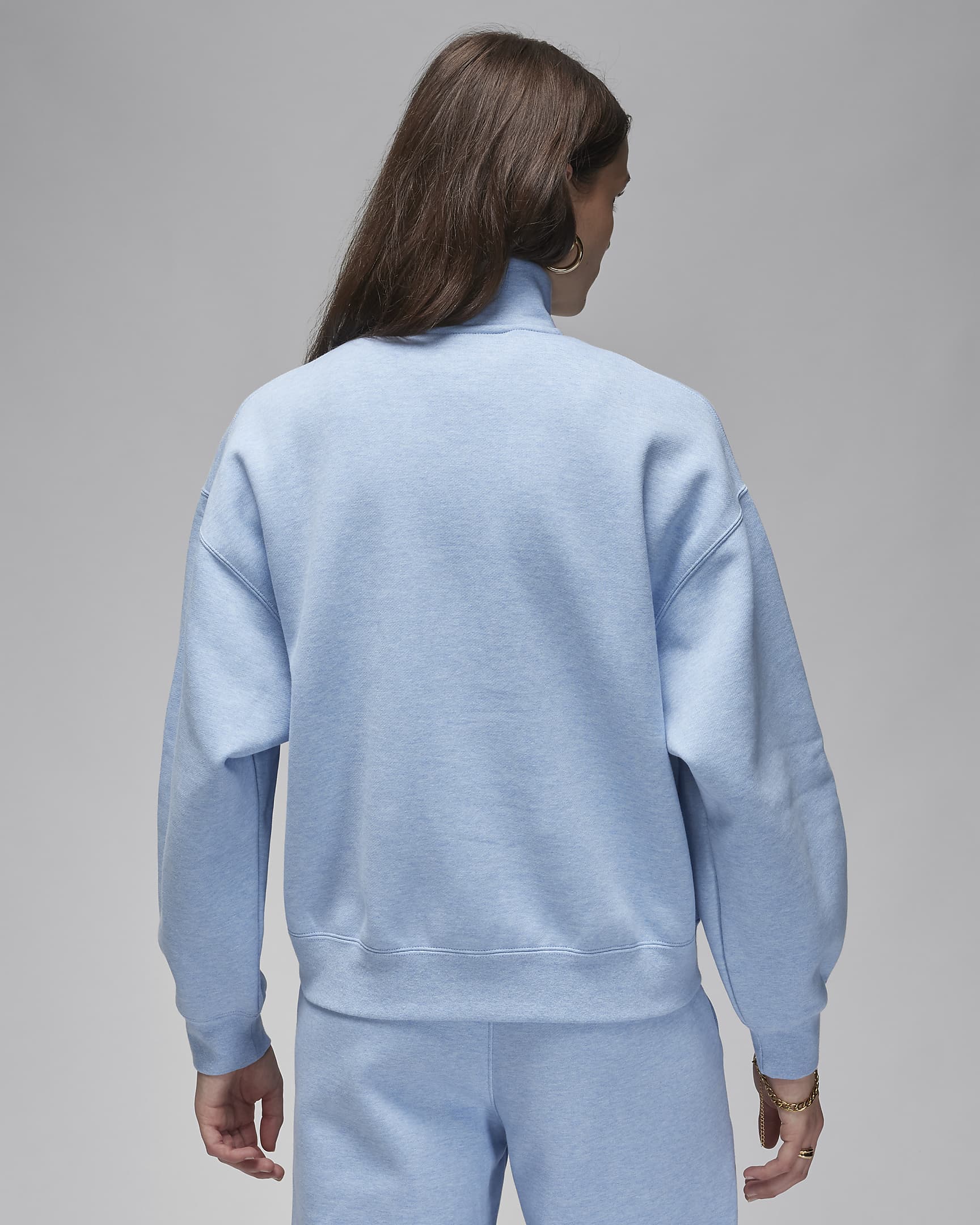 Top con zip a 1/4 Jordan Flight Fleece – Donna - Blue Grey/Heather