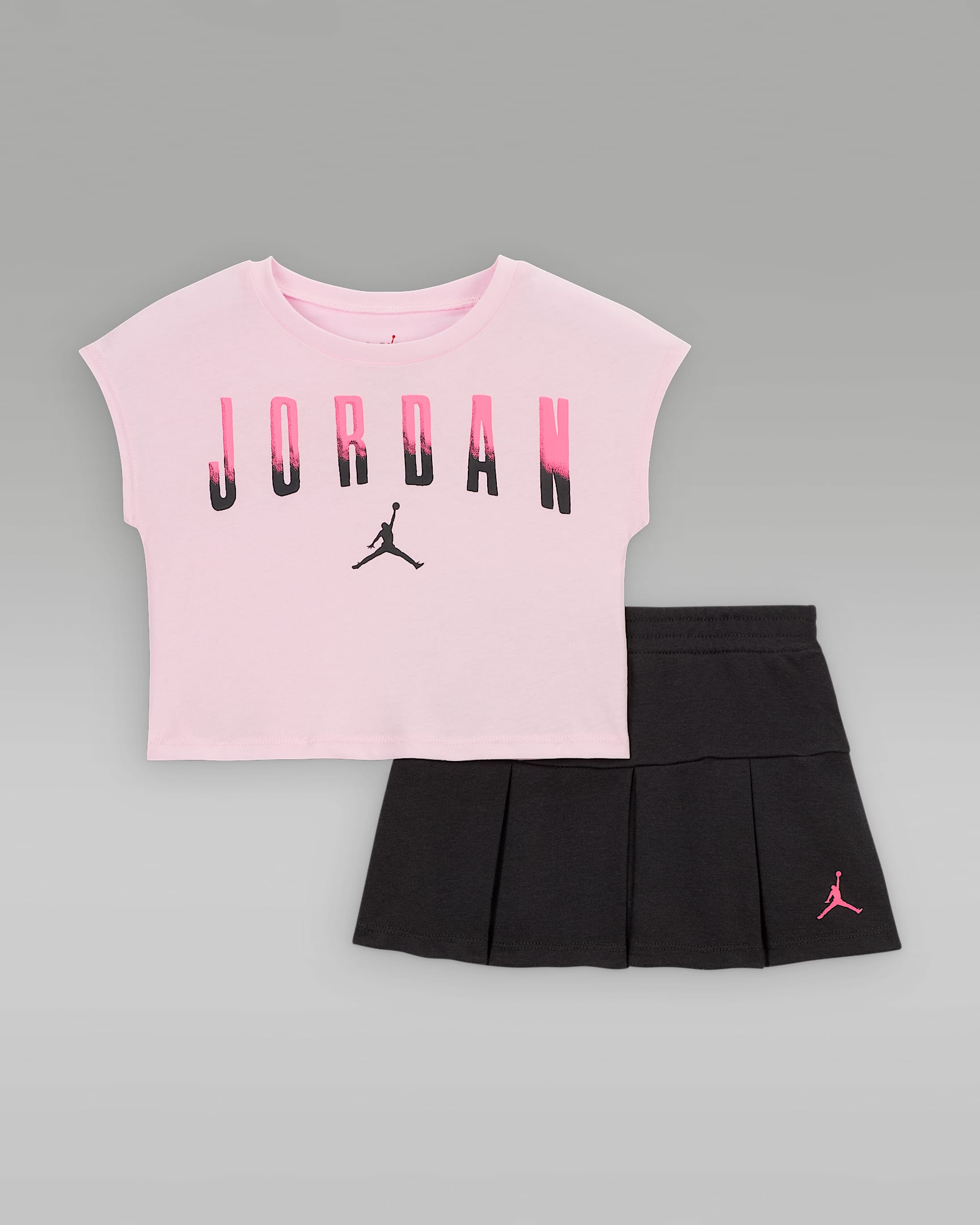 Tvådelat set med veckad shortskjol Jordan för baby (12-24 mån) - Off Noir