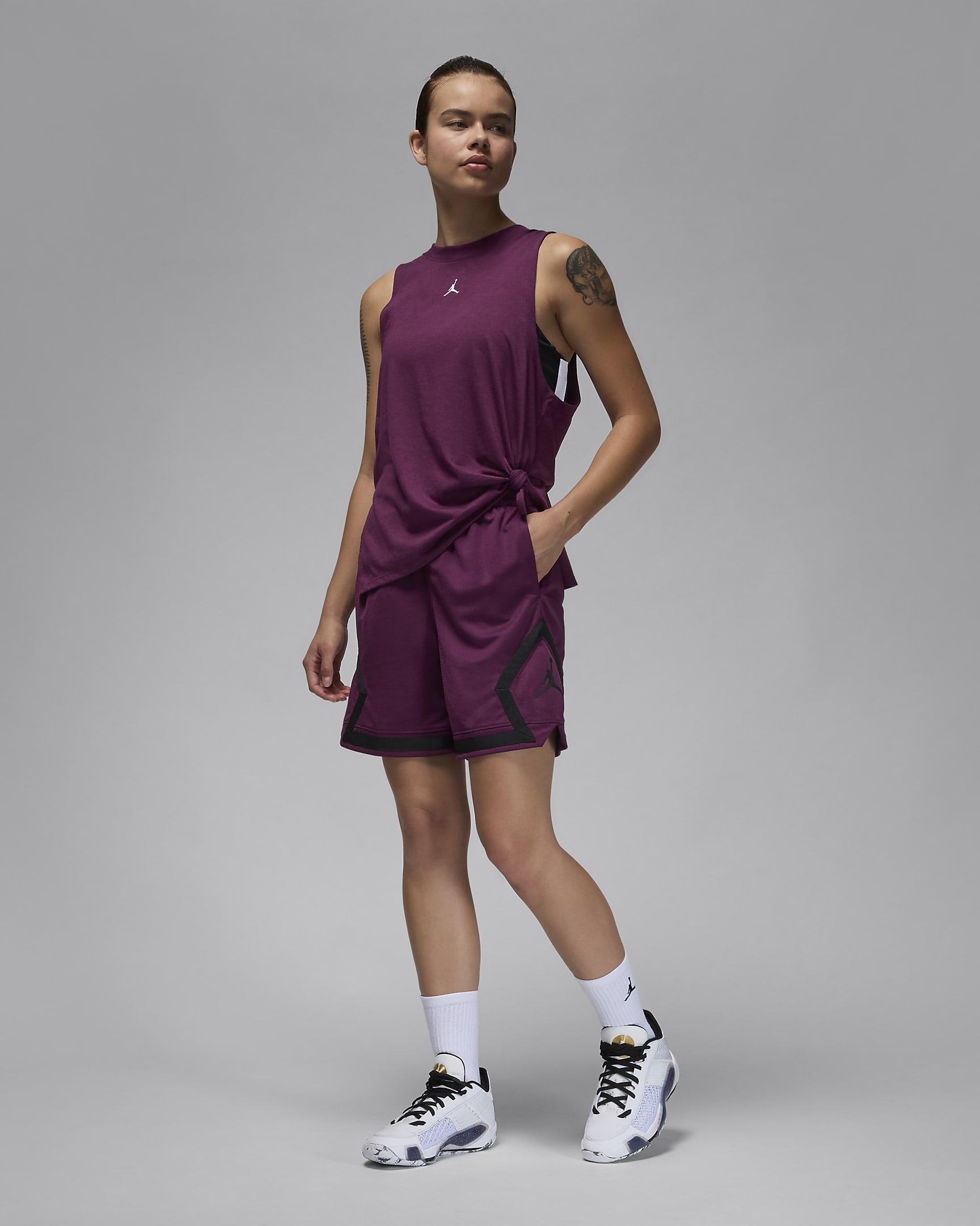 Jordan Sport Women's Diamond Shorts - Bordeaux/Bordeaux/Black/Black