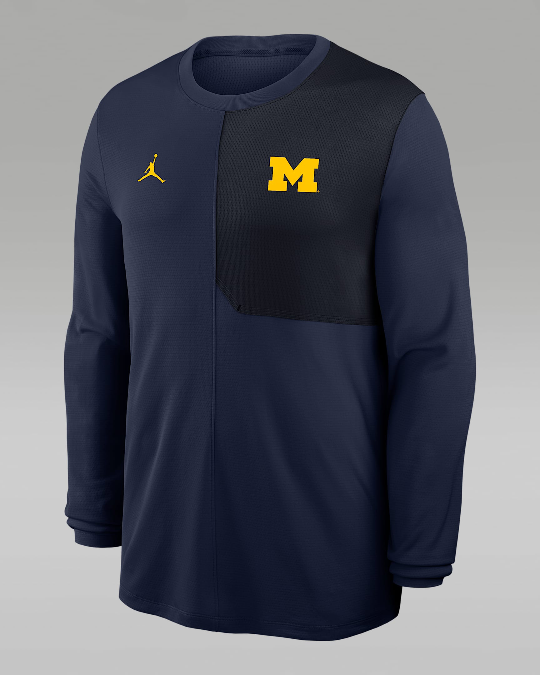Playera de manga larga universitaria marca Jordan Dri-FIT para hombre Michigan Sideline - Azul marino