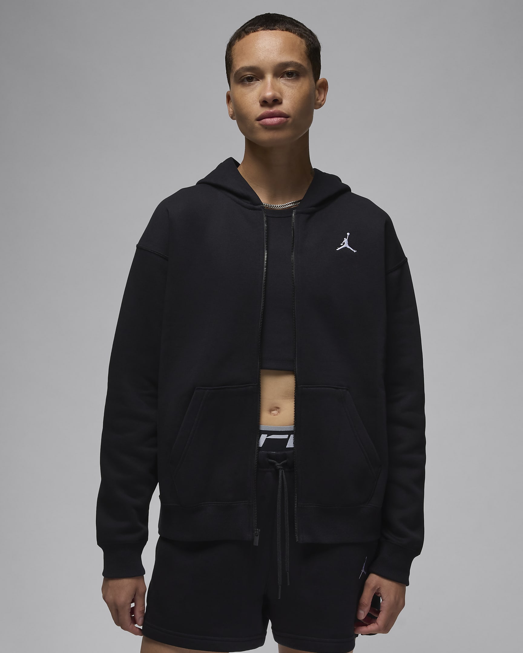 Jordan Brooklyn Fleece Women's Full-Zip Hoodie - Black/White