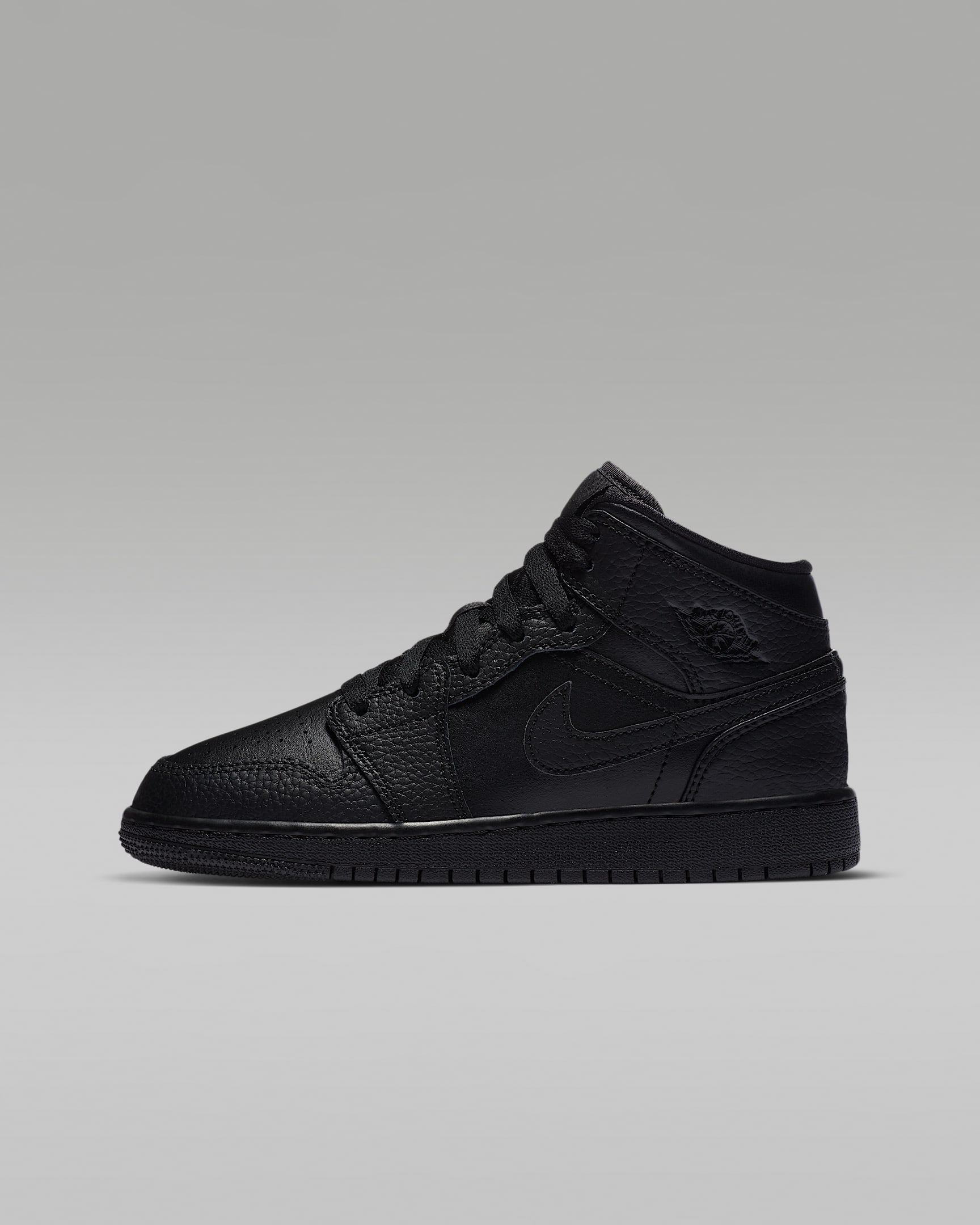 Jordan 1 Mid Big Kids' Shoes - Black/Black/Black