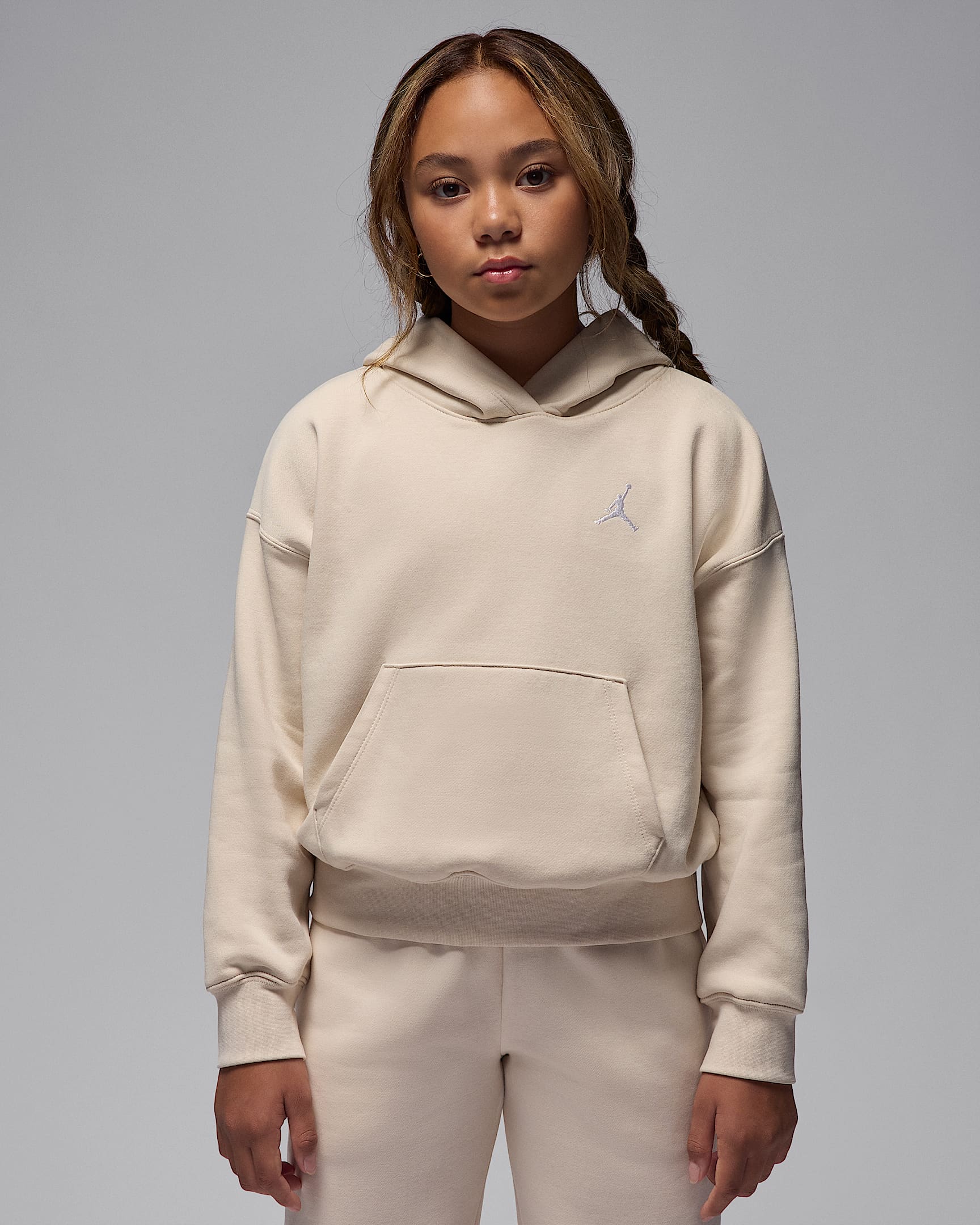 Jordan Brooklyn Fleece Big Kids' Pullover Hoodie - Legend Light Brown