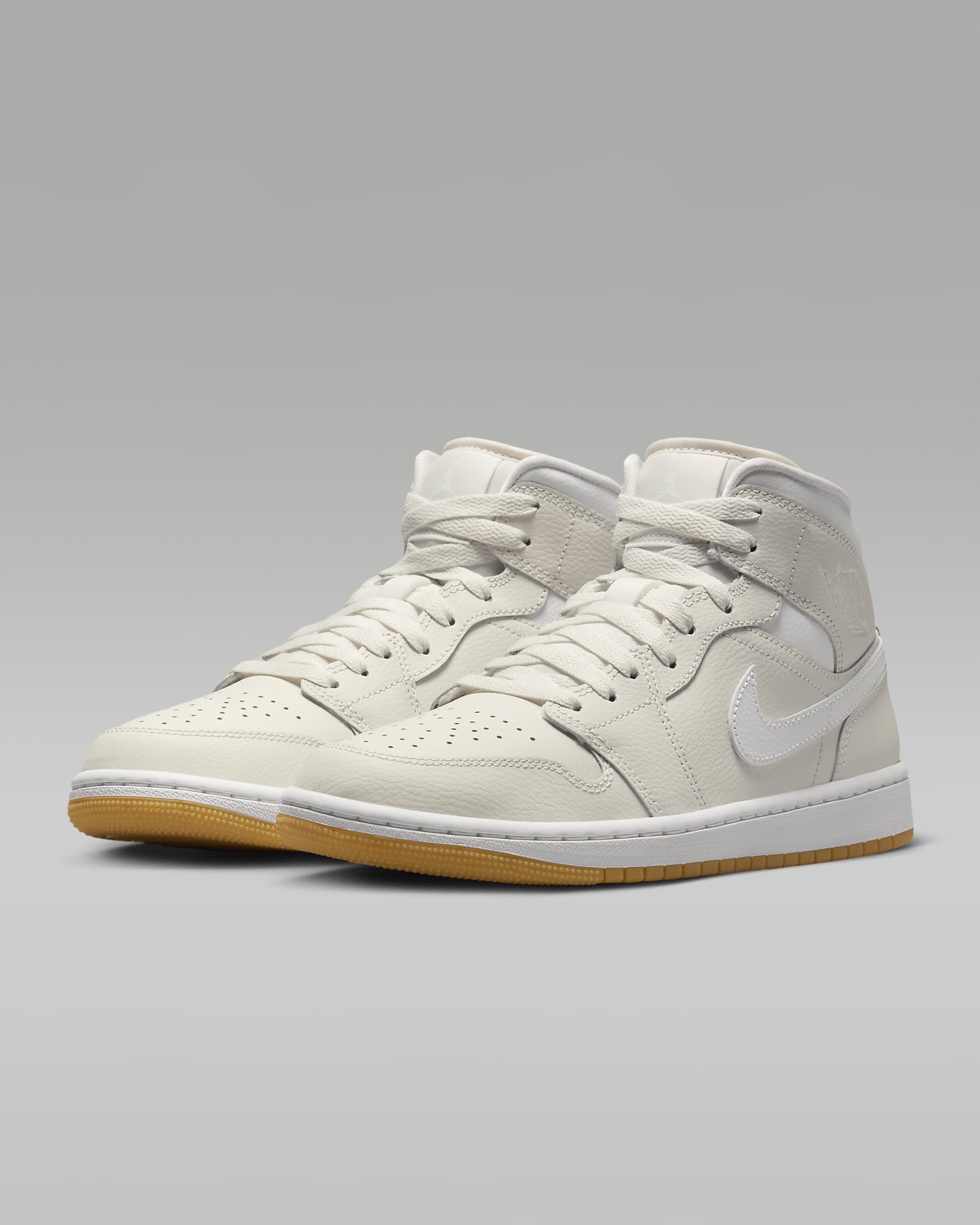 Air Jordan 1 Mid Women's Shoes - Phantom/Gum Light Brown/White