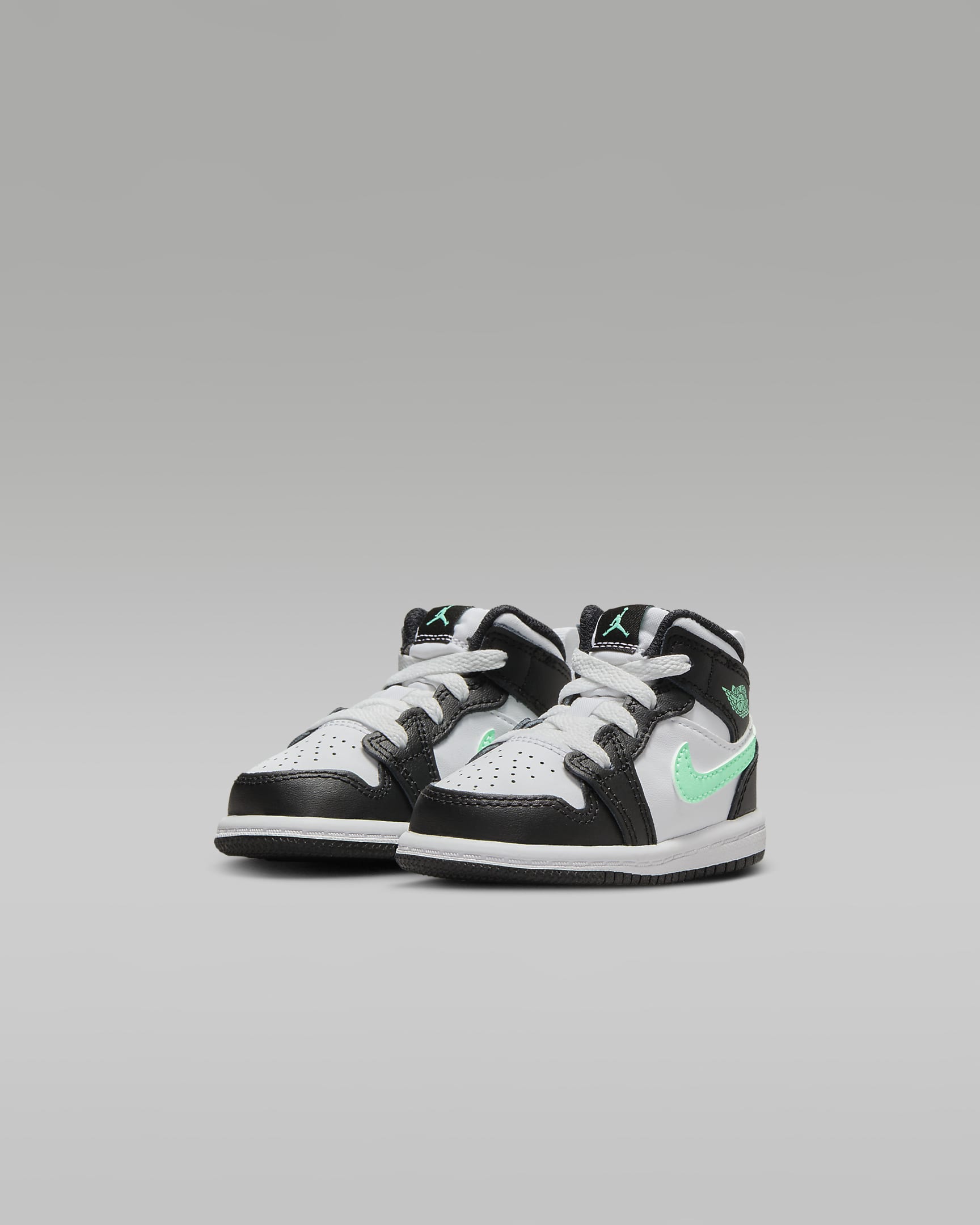 Jordan 1 Mid Baby/Toddler Shoes - White/Black/Green Glow