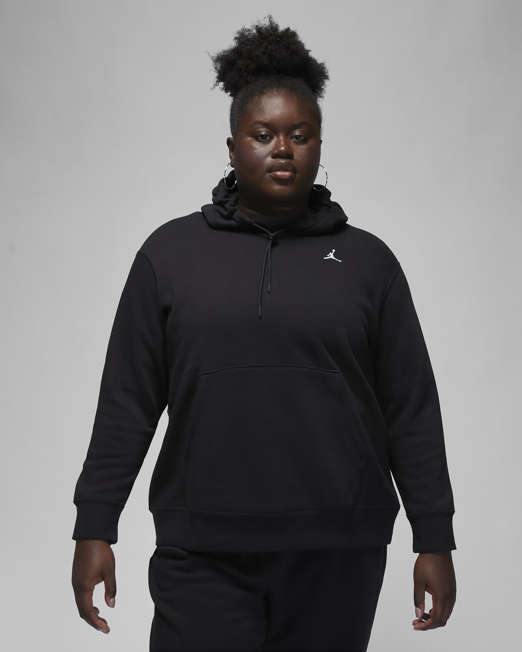 Jordan Brooklyn Fleece hettegenser til dame (Plus Size) - Svart/Hvit