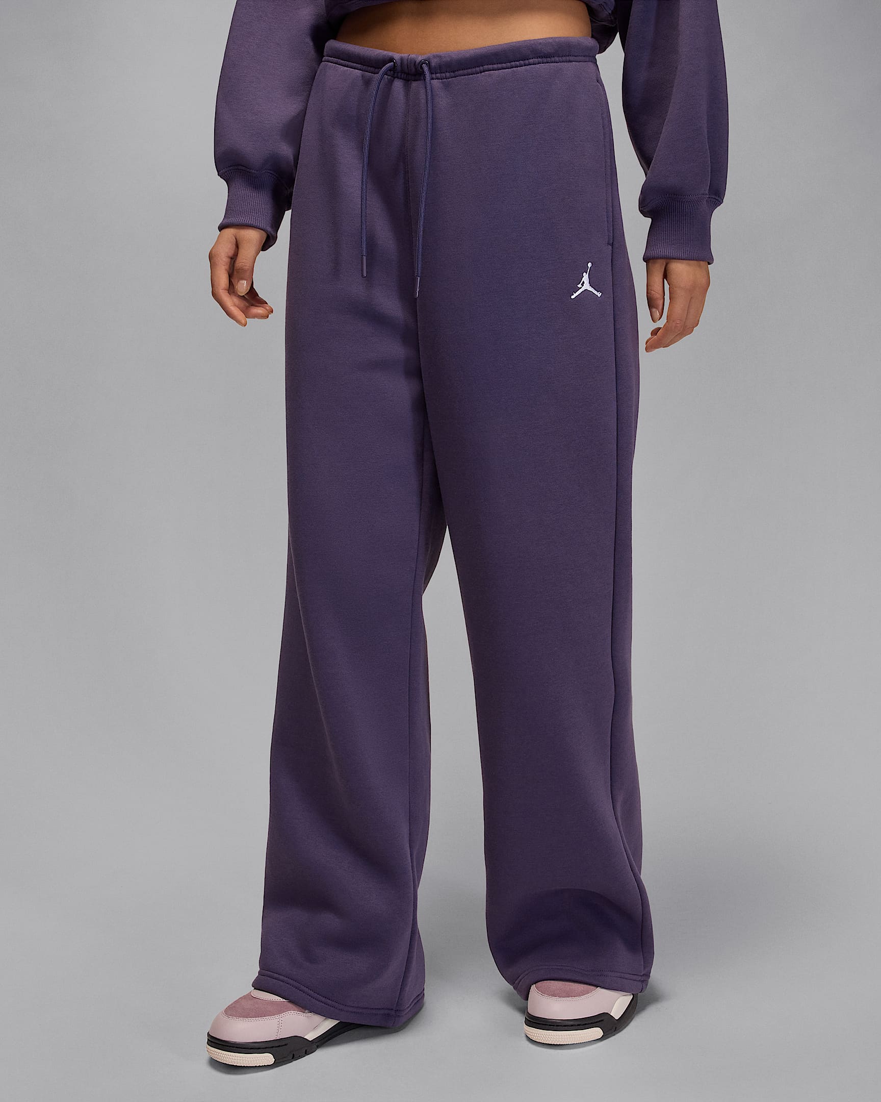 Jordan Brooklyn Fleece Pantalons amb vora oberta - Dona - Dark Raisin/Blanc