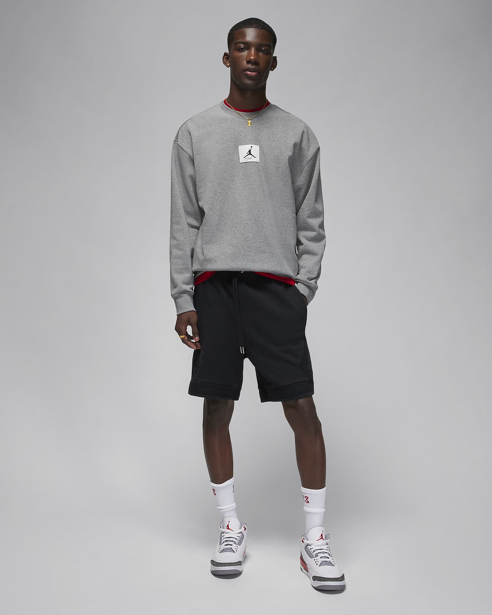 Sweat à col ras-du-cou en tissu Fleece Jordan Essentials pour homme - Carbon Heather