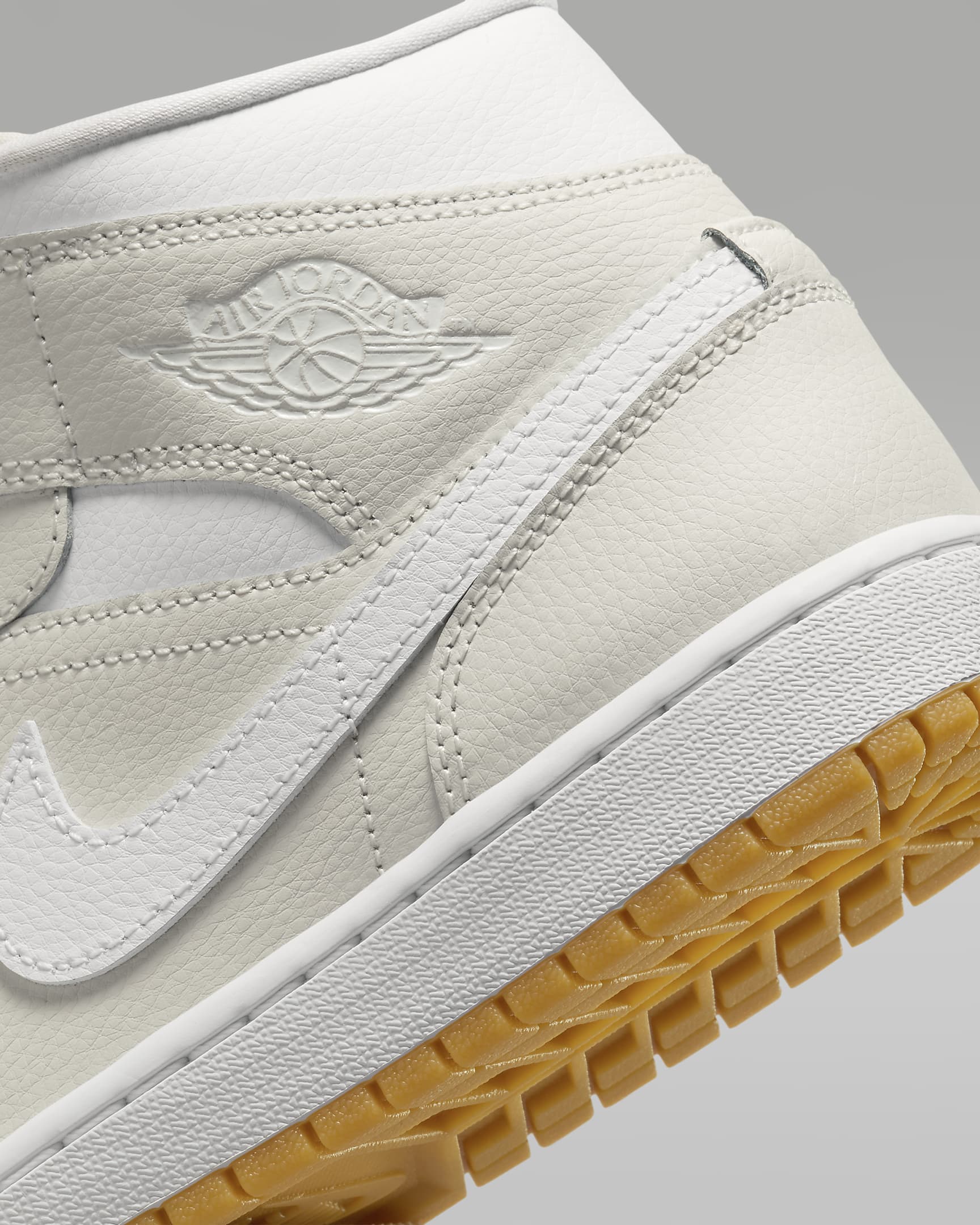 Air Jordan 1 Mid Women's Shoes - Phantom/Gum Light Brown/White