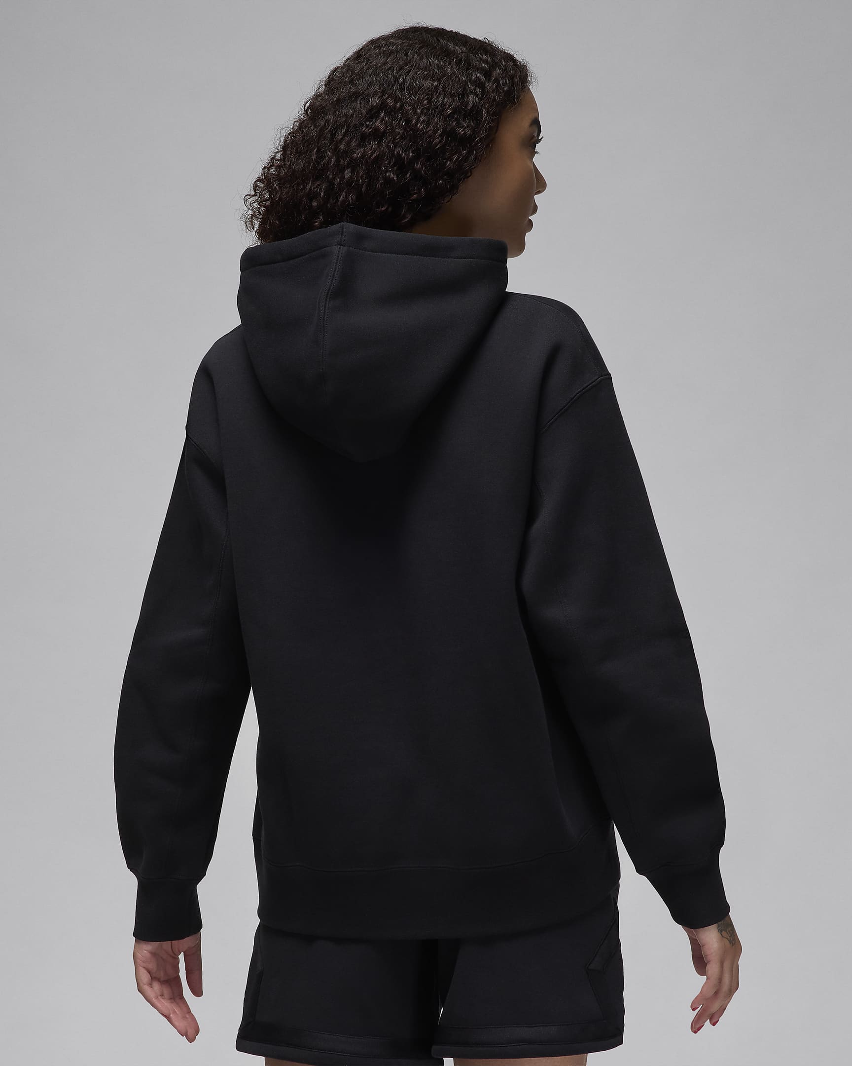 Jordan Flight Fleece Women's Satin Lined Pullover Hoodie - Black/Dark Smoke Grey