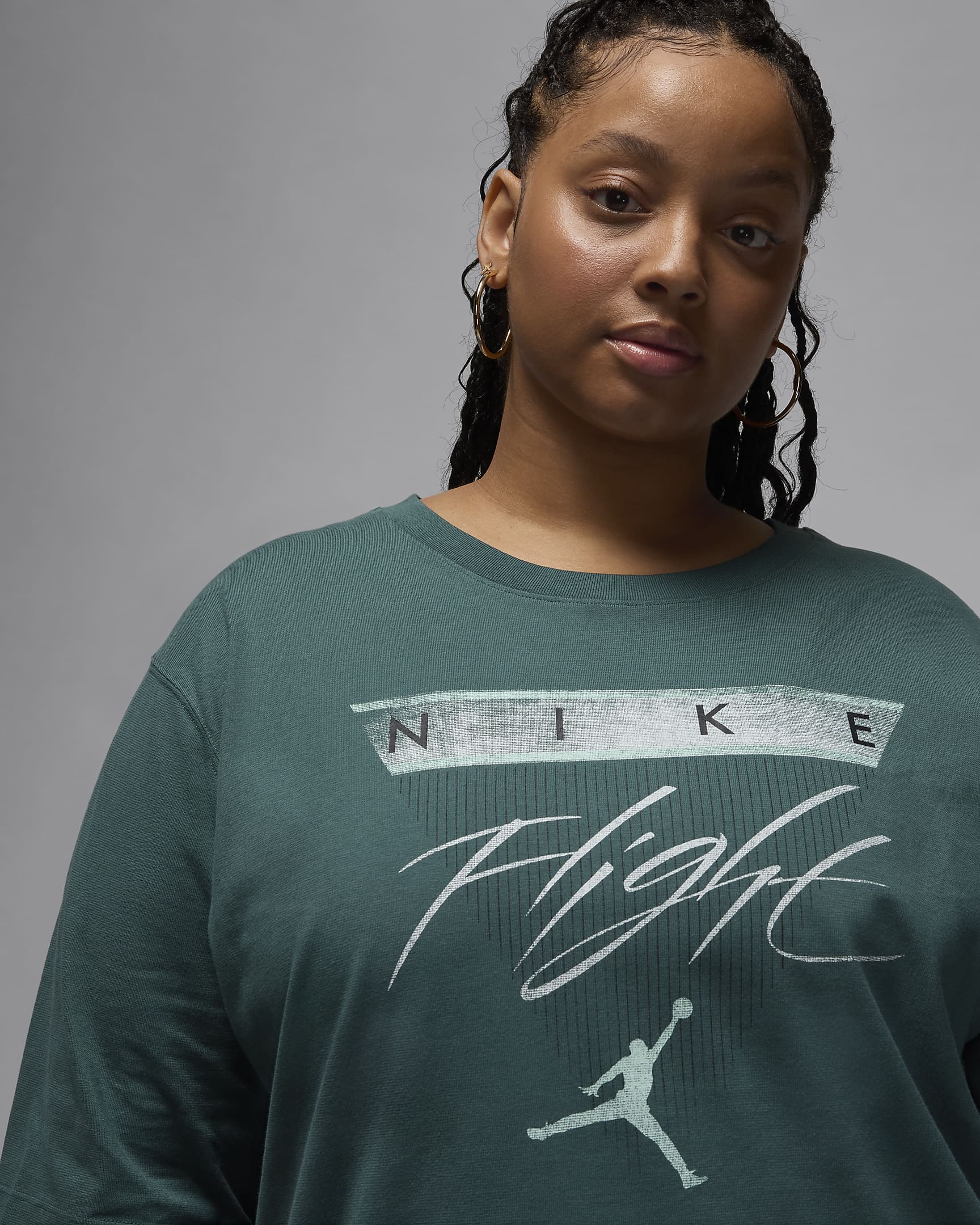 Playera con gráfico para mujer Jordan Flight Heritage (talla grande) - Verde oxidado