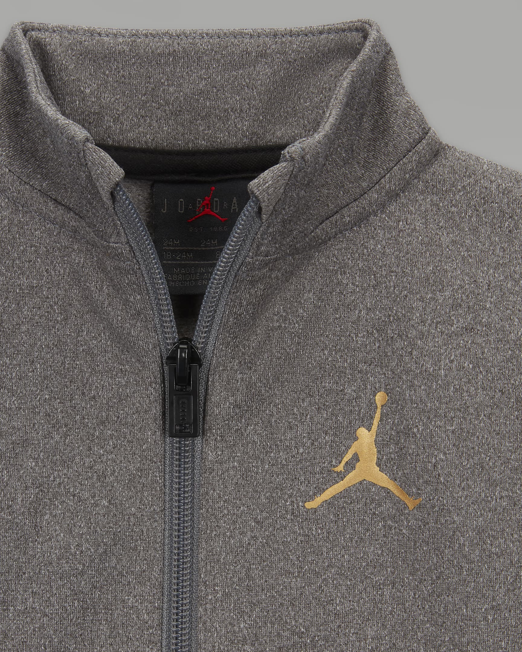 Jordan Take Flight Black and Gold Tricot Set Baby Tracksuit - Carbon Heather