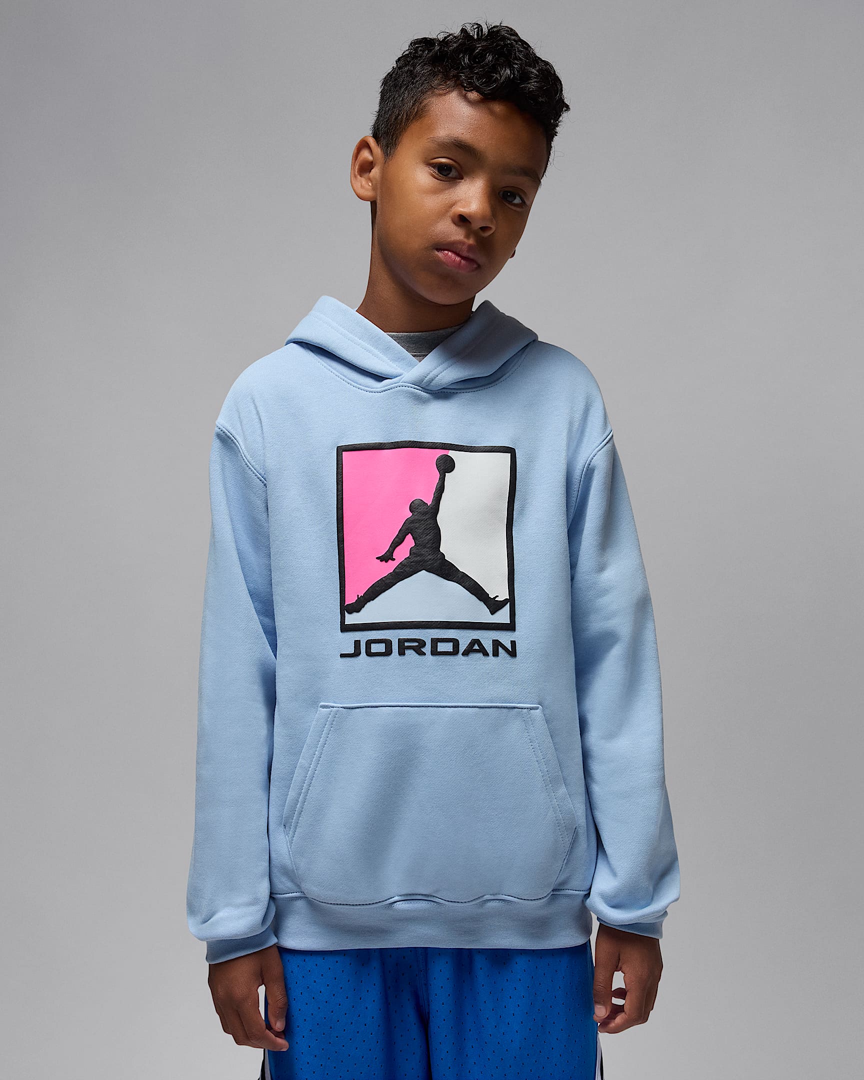 Jordan Essentials Older Kids' Fleece Baseline Pullover Hoodie - Cobalt Bliss