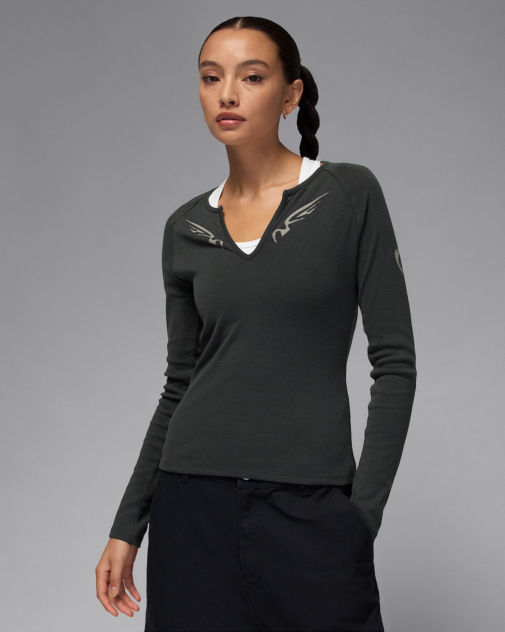 Jordan Women's Long-Sleeve Knit Top - Off-Noir