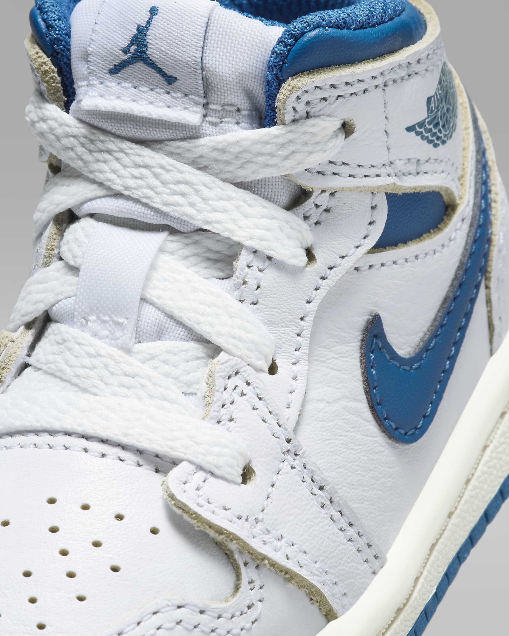 Jordan 1 Mid SE Baby/Toddler Shoes - White/Sail/Industrial Blue