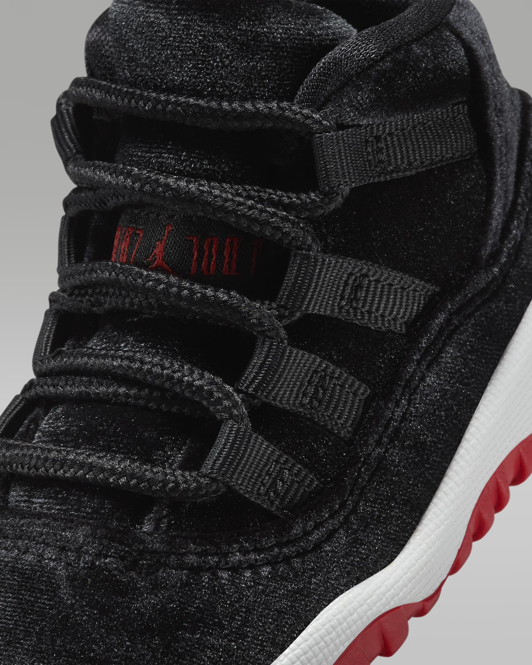 Jordan 11 Retro "Bred Velvet" Baby/Toddler Shoes.