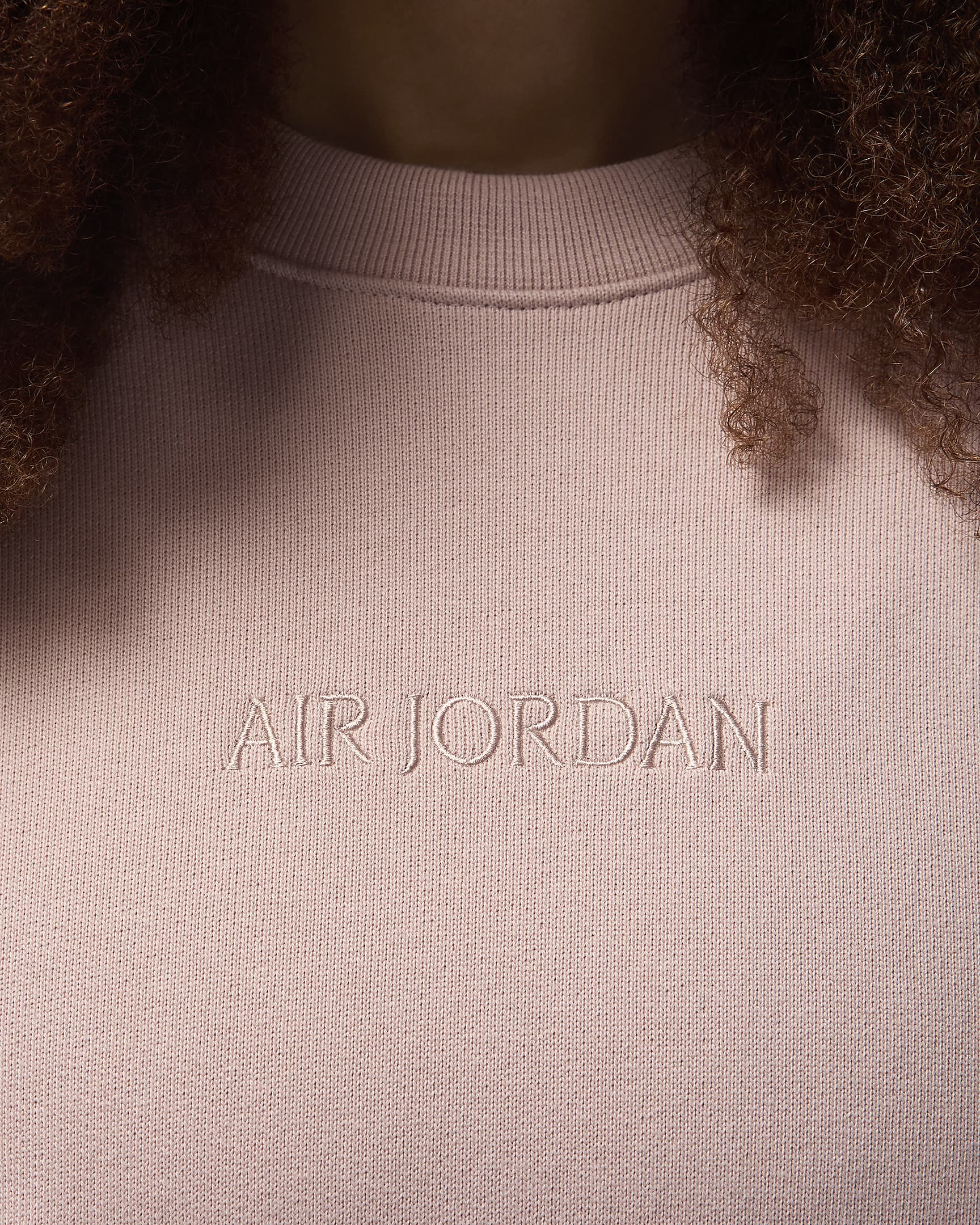 Air Jordan Wordmark Men's Fleece Crew-Neck Sweatshirt - Pink Oxford