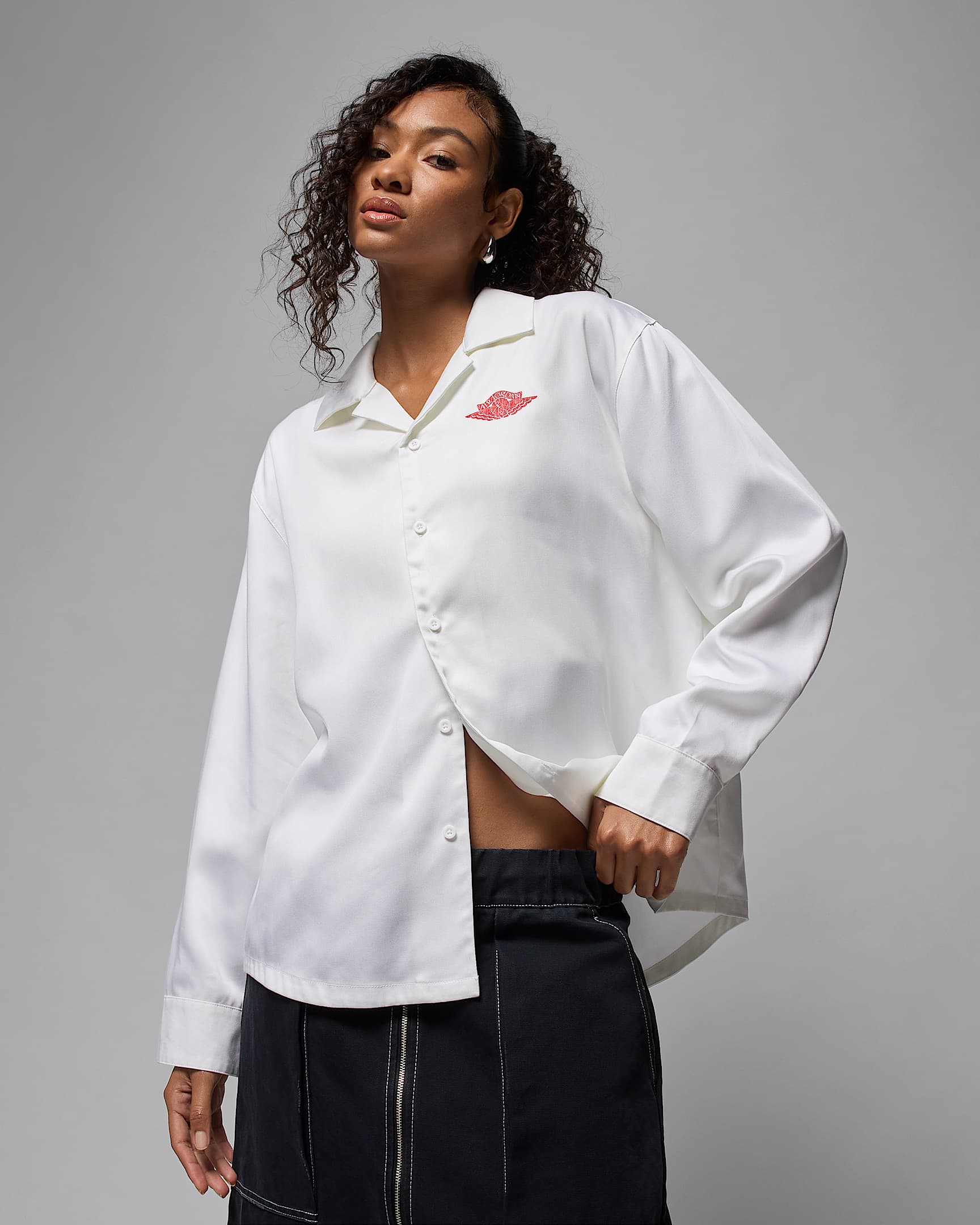 Playera de manga larga para mujer Jordan Flight Rare Air - Blanco/Rojo universitario