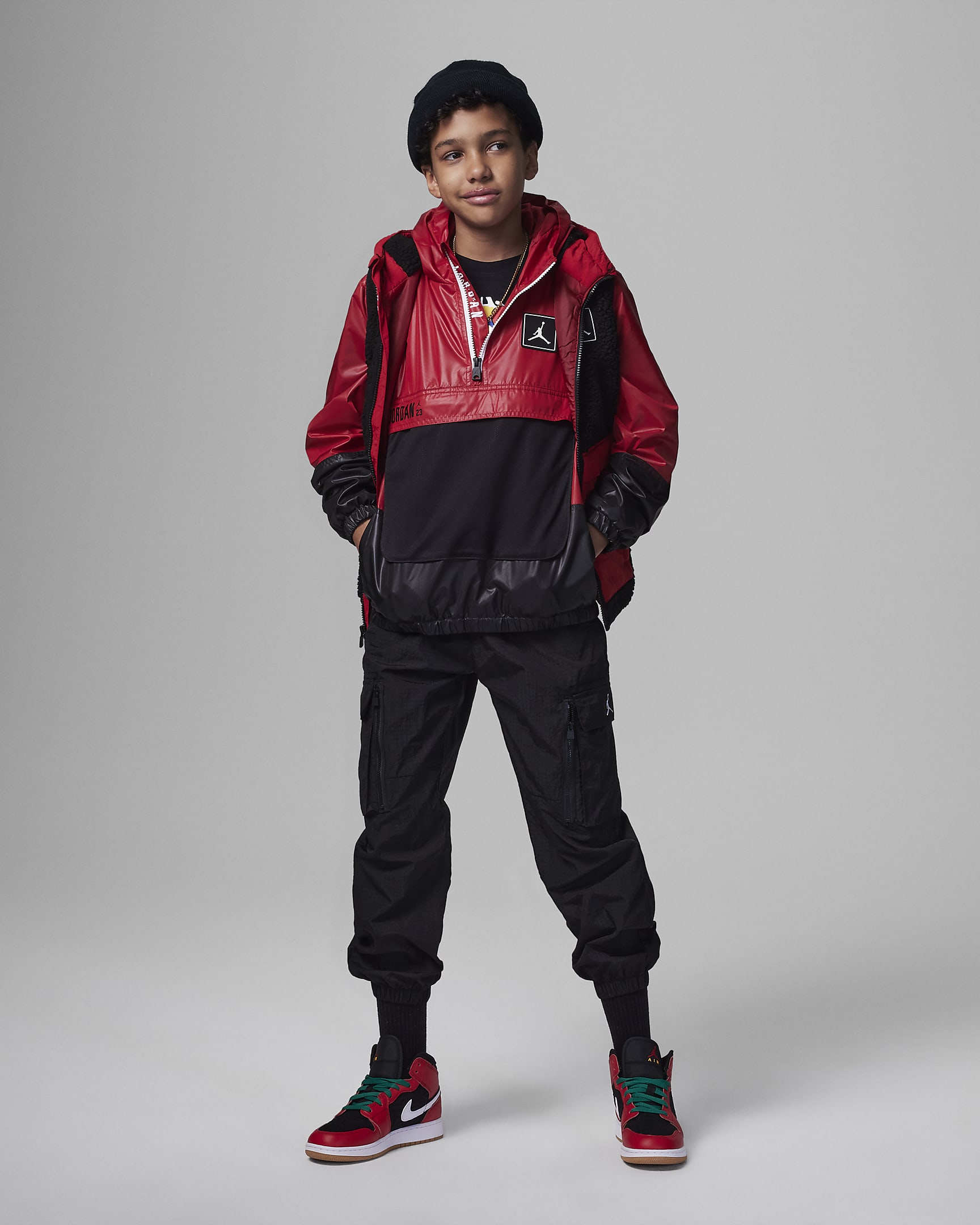 Jordan Half-Zip Windbreaker Jacke für ältere Kinder - Gym Red