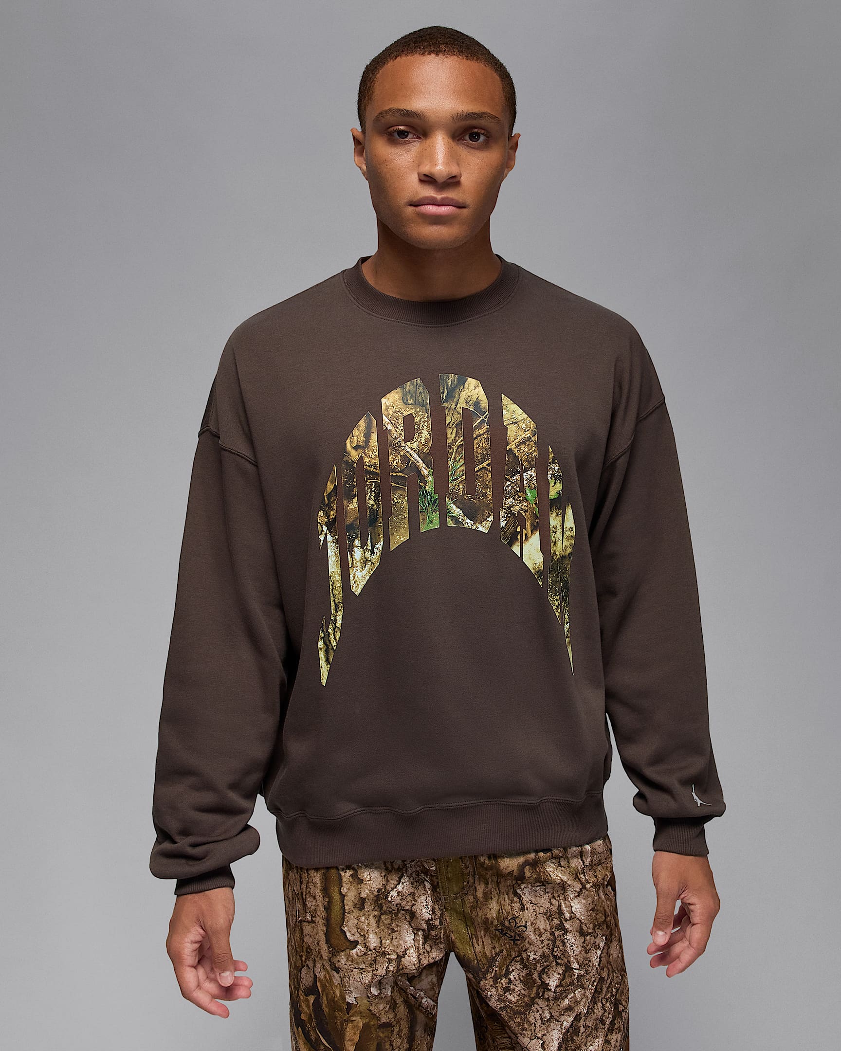 Jordan Brooklyn Men's French Terry Realtree Crew-neck Sweatshirt - Baroque Brown/Sail