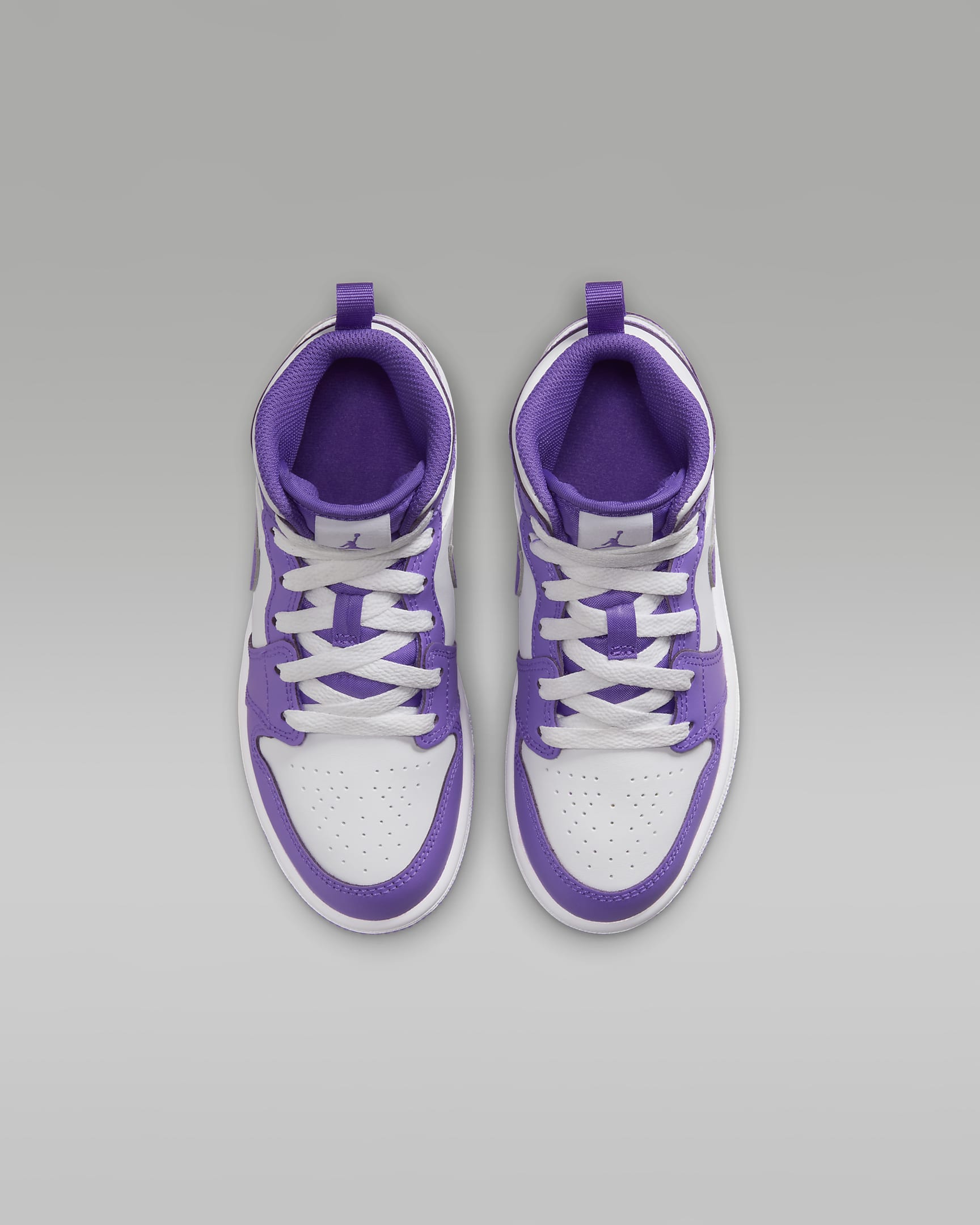 Jordan 1 Mid Younger Kids' Shoes - Purple Venom/White