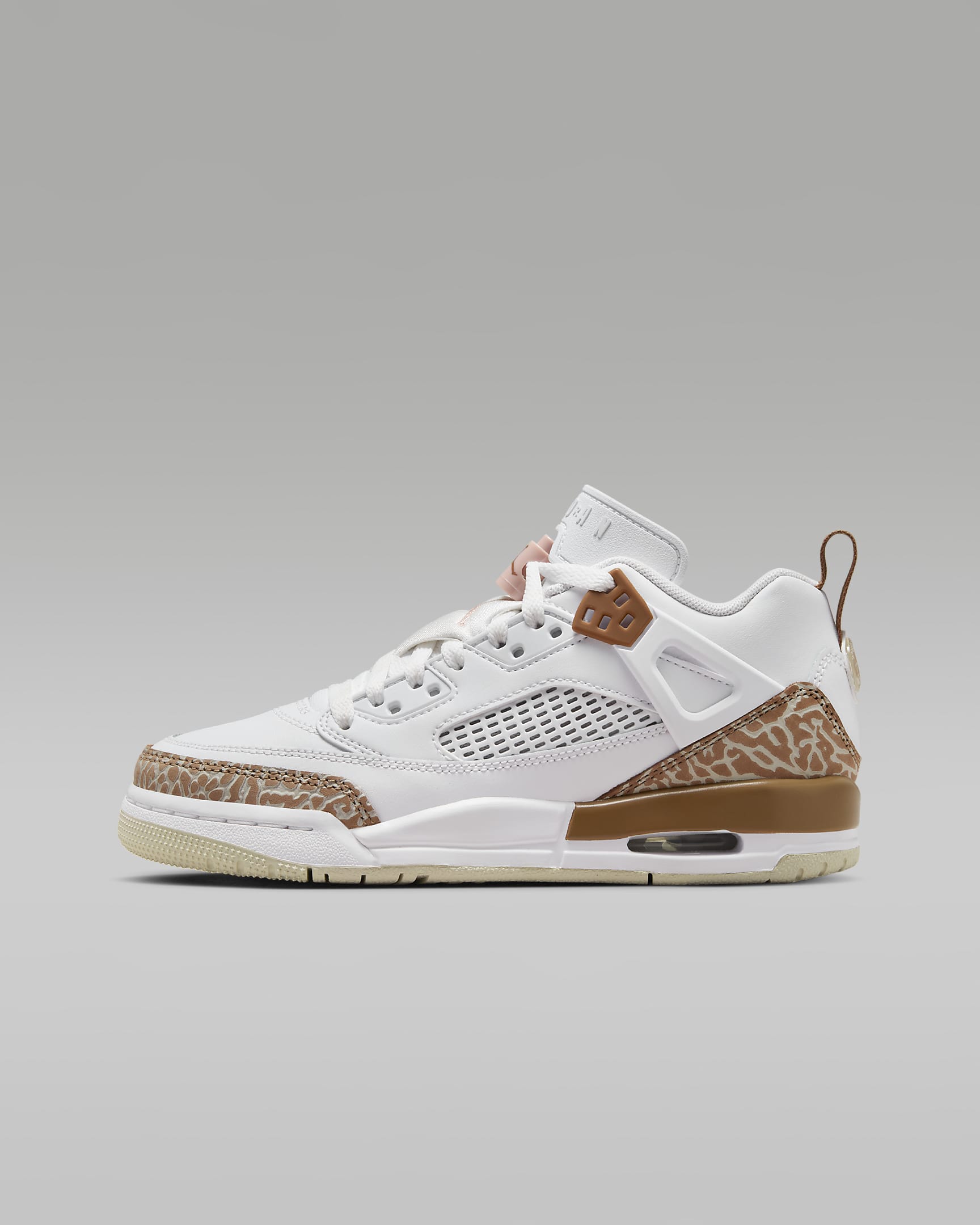 Jordan Spizike Low Big Kids' Shoes - White/Archaeo Brown/Light Bone/Pink Oxford