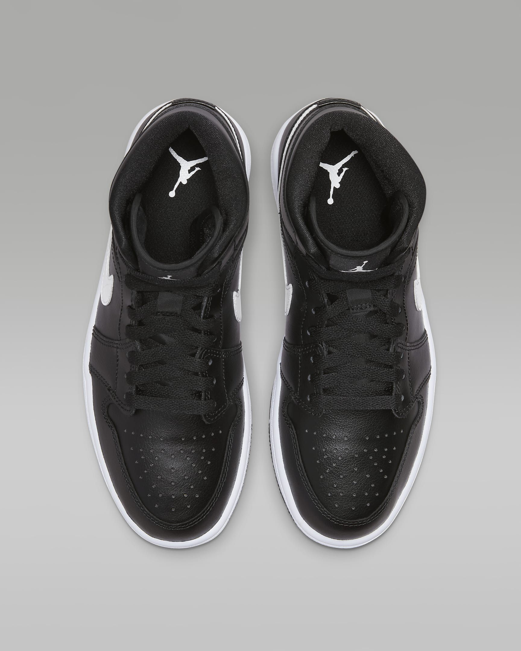 Air Jordan 1 Mid Women's Shoes - Black/Black/White