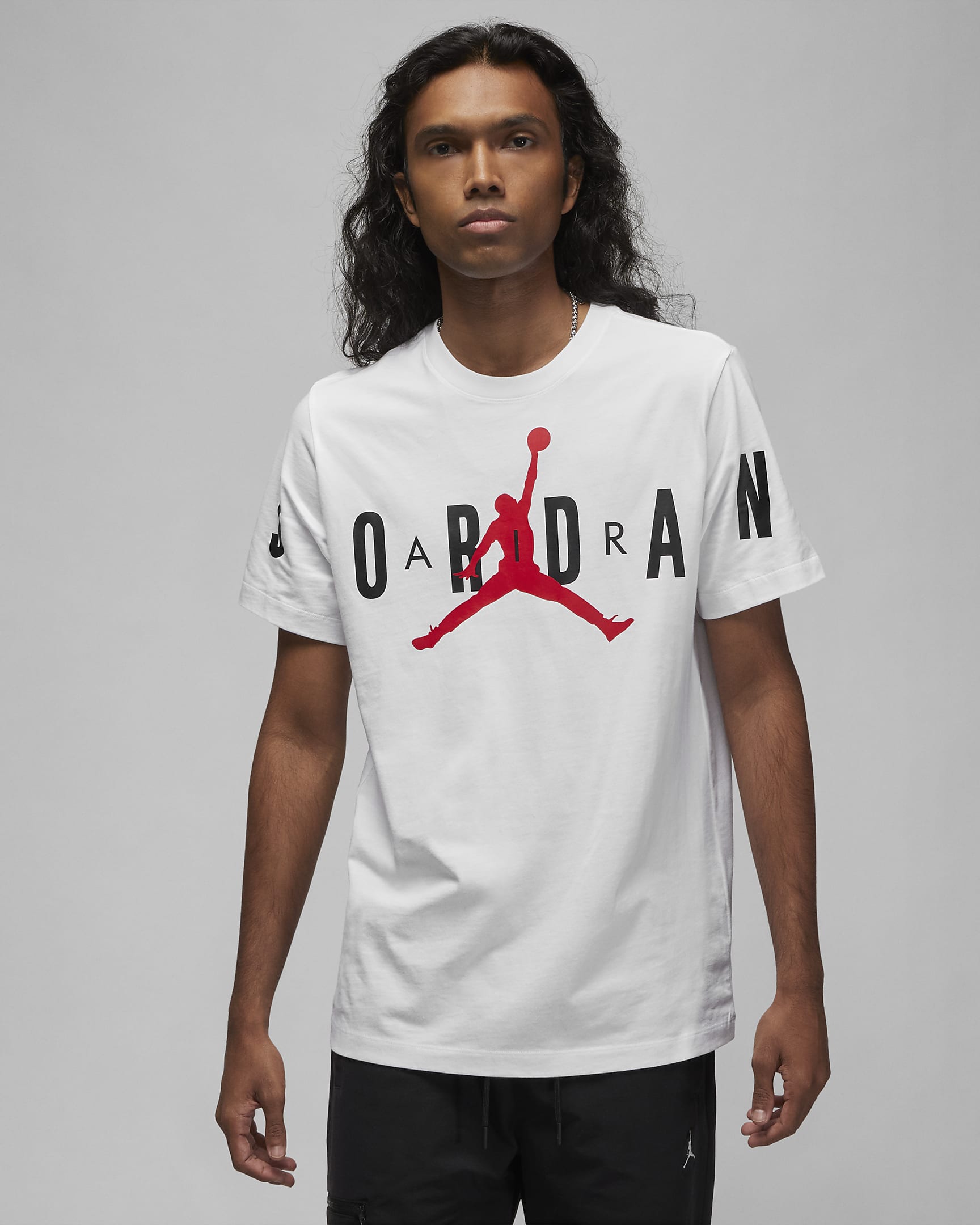 Tee-shirt extensible Jordan Air pour homme - Blanc/Noir/Gym Red