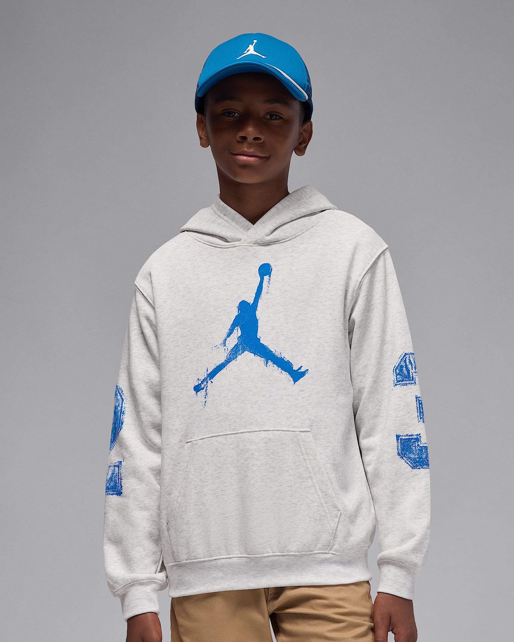 Jordan MVP Big Kids' Jumpman Fleece Pullover Hoodie - Birch Heather