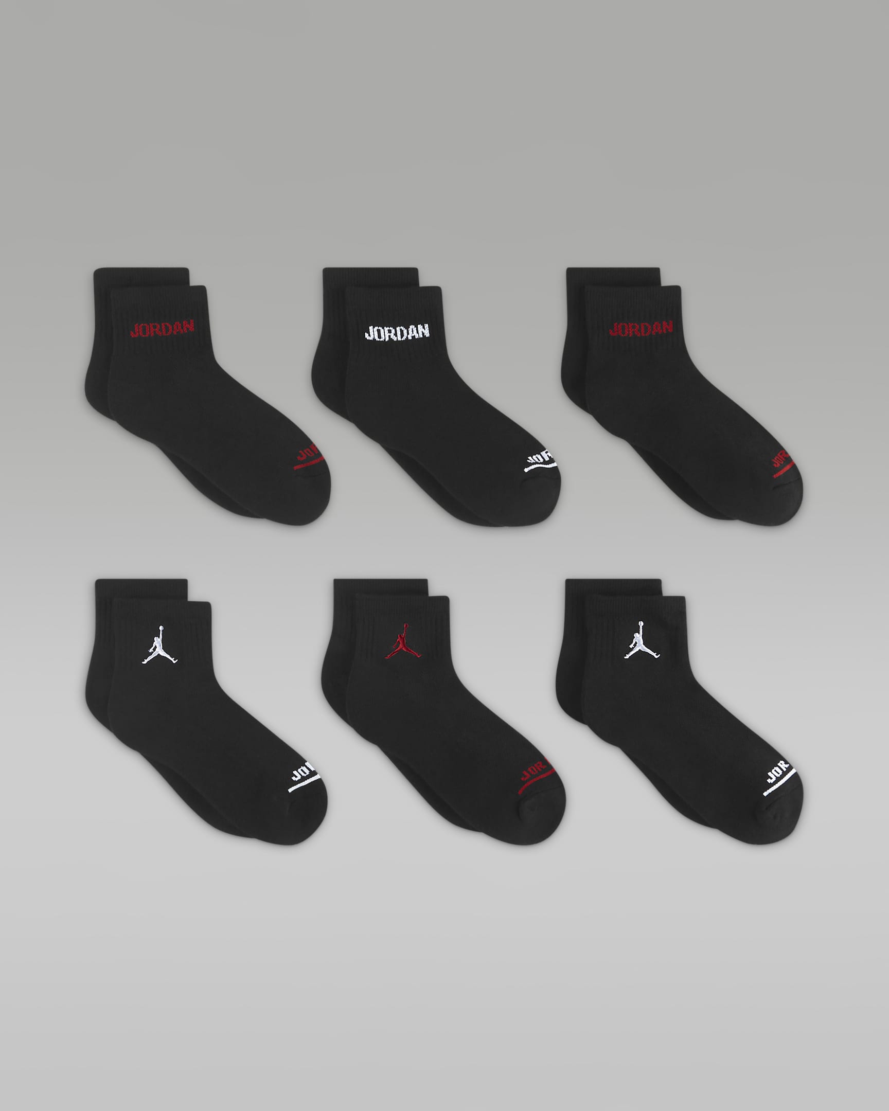 Jordan Legend Big Kids' Ankle Socks (6 Pairs) - Black